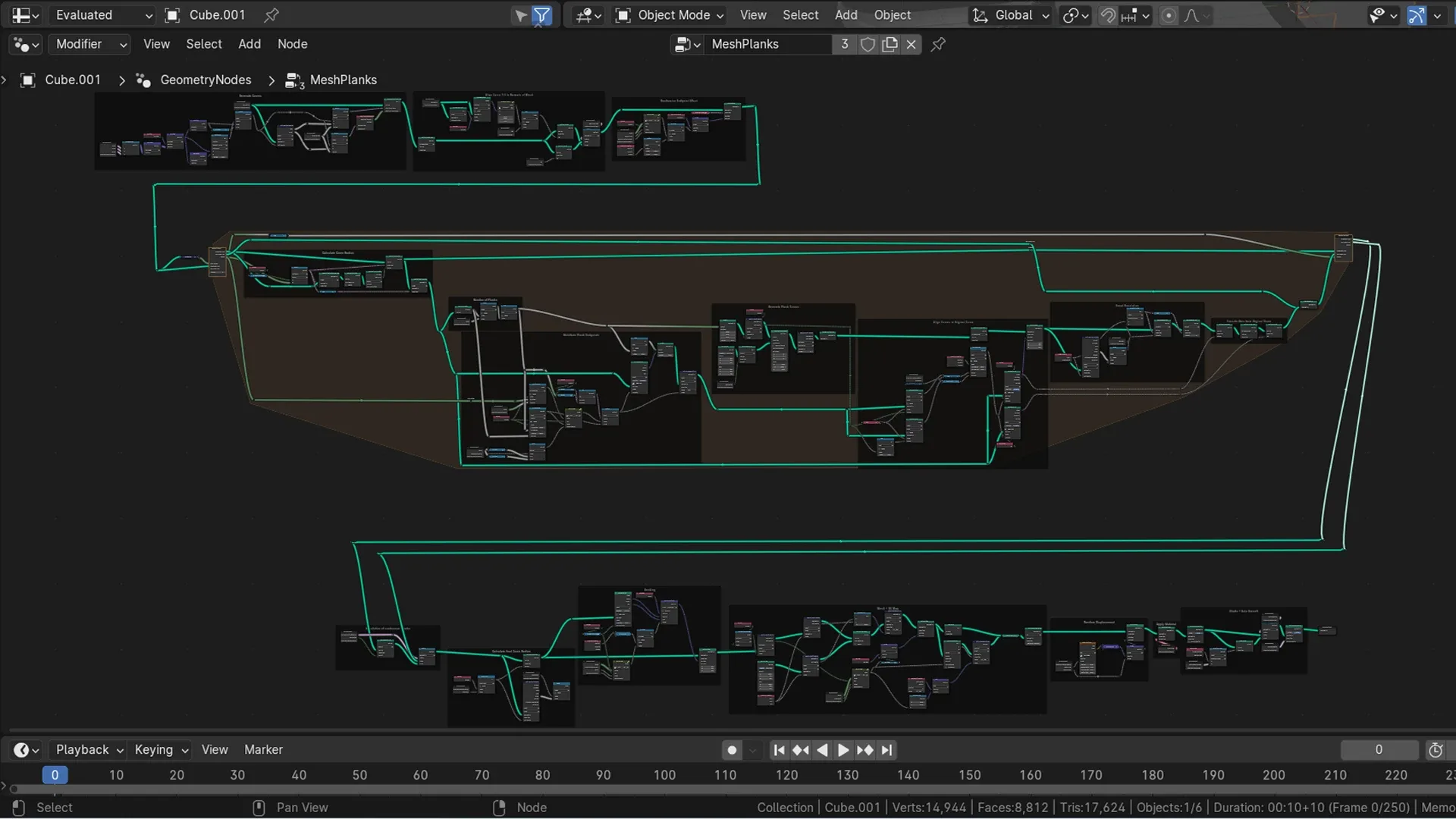 Blender 4 Mesh to Wooden Planks Geometry Node