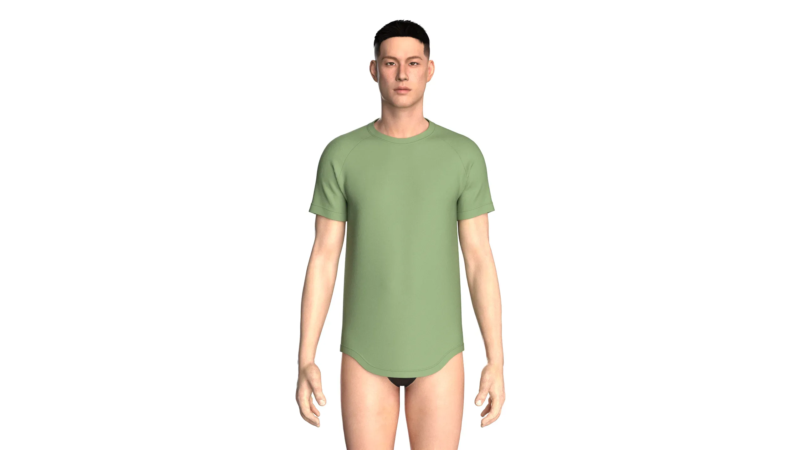 Men Scalloped Tshirt | Marvelous / Clo3d / obj / fbx