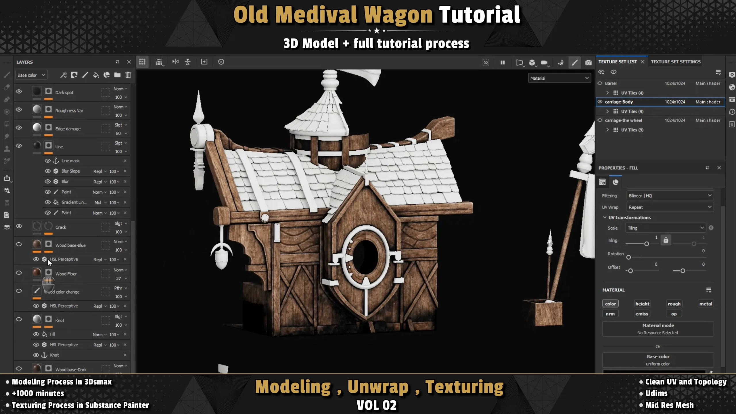 Old Medival Wagon / 3D Model + Full Tutorial Process