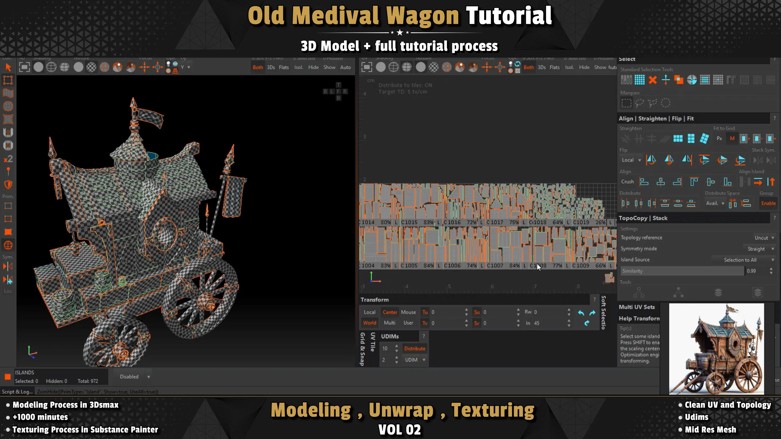 Old Medival Wagon / 3D Model + Full Tutorial Process