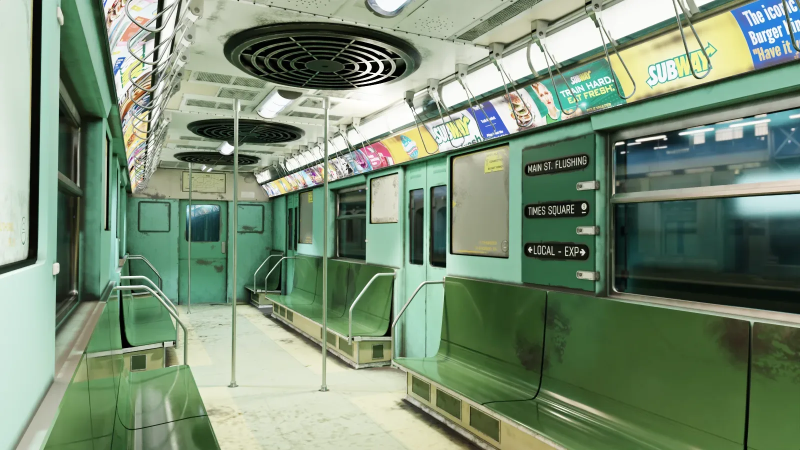 NYC Subway Car Interior -  The seventies -High Detailed