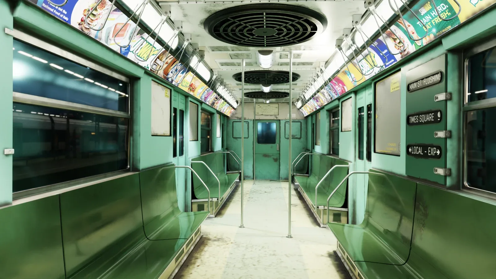 NYC Subway Car Interior -  The seventies -High Detailed