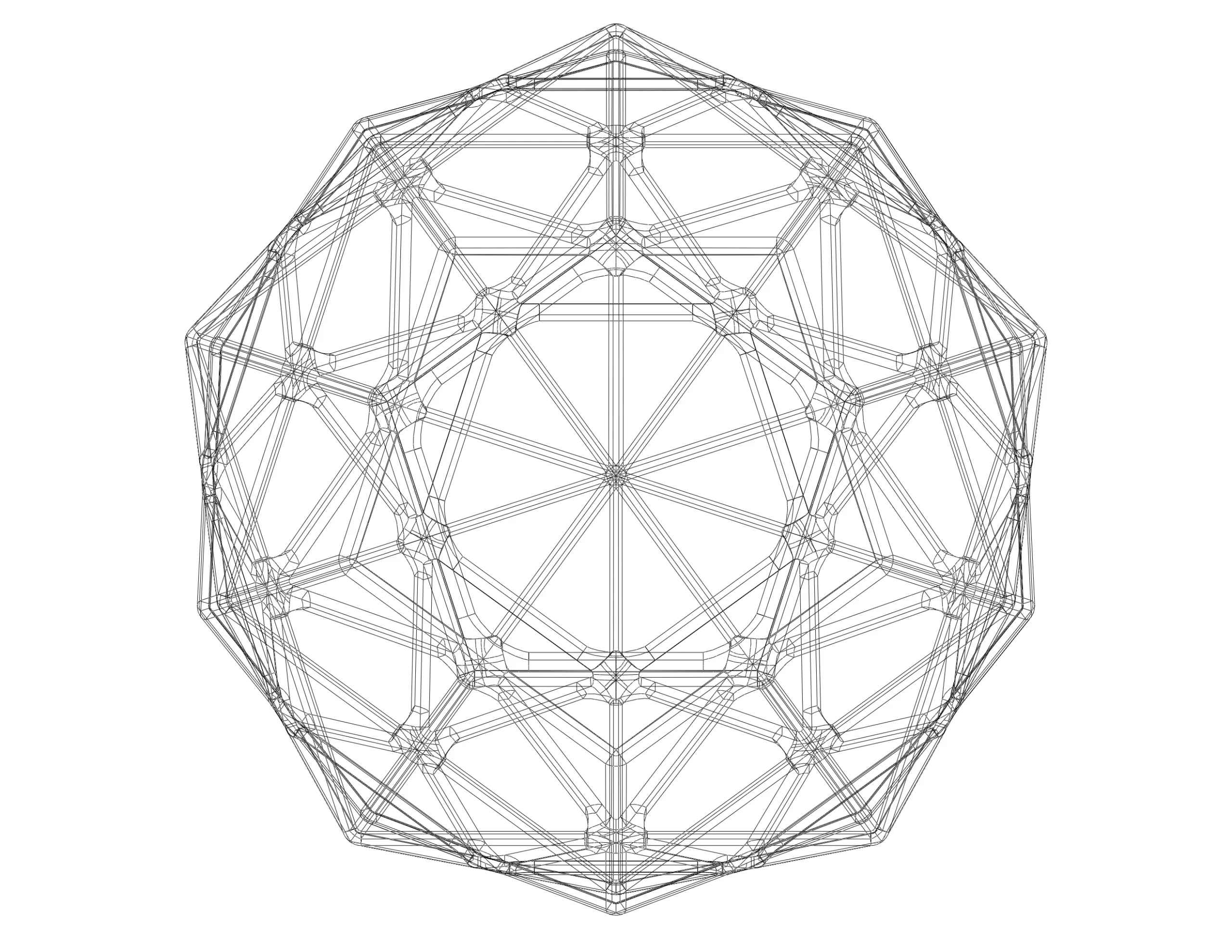 Wireframe Shape Compound of Dodecahedron and Icosahedron