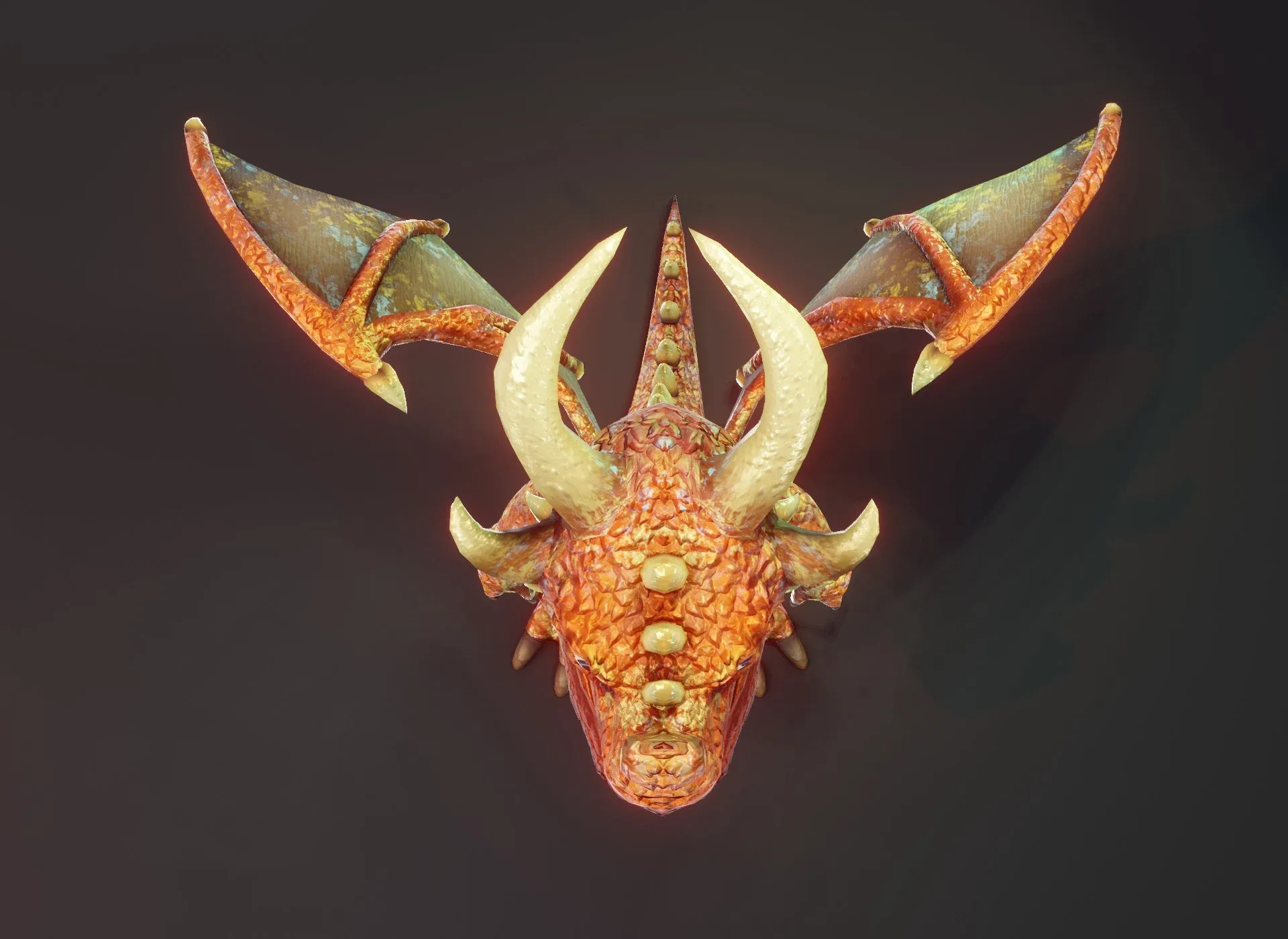 Cartoon Copper Dragon Animated Low-poly 3D Model