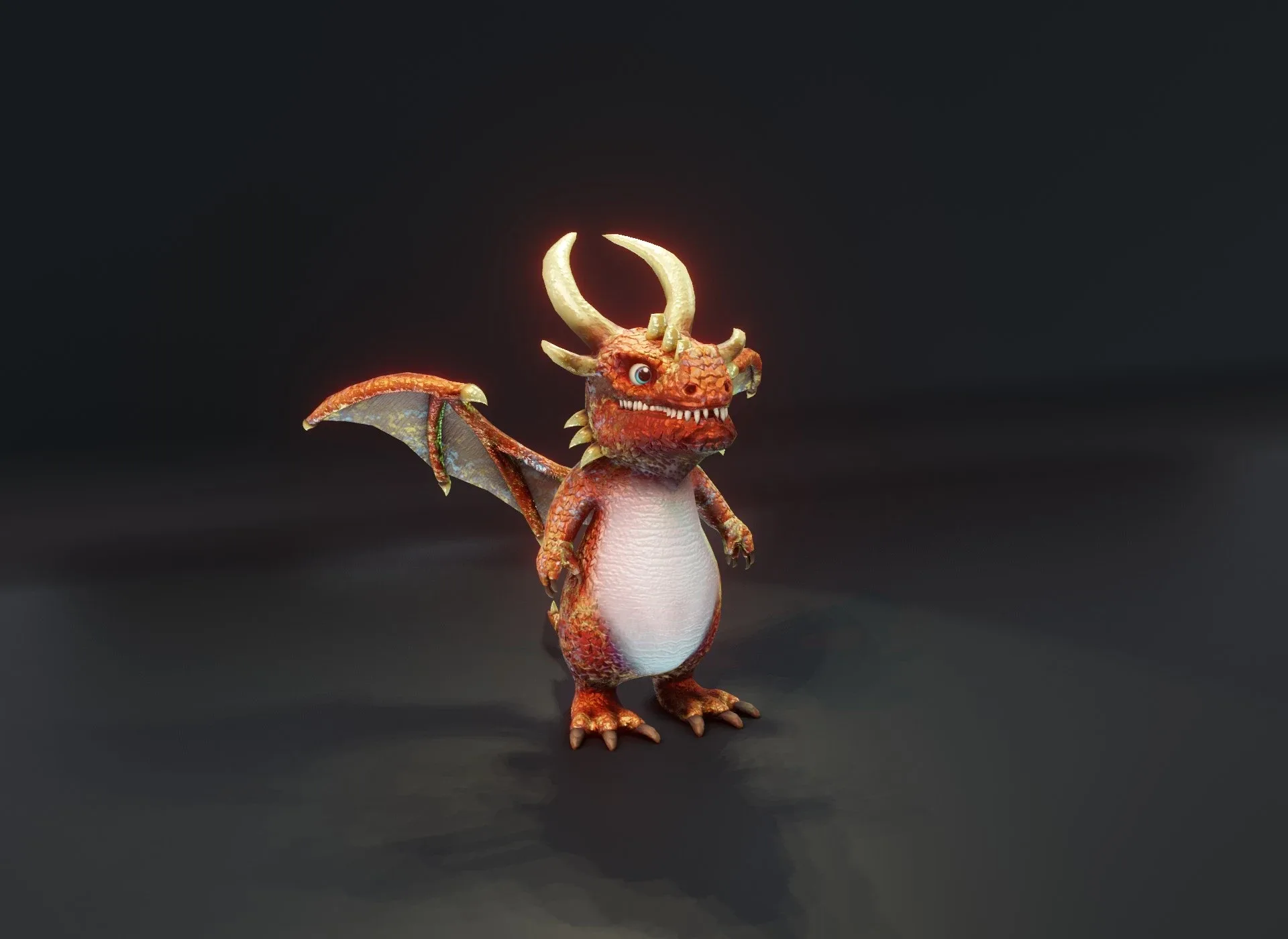 Cartoon Copper Dragon Animated Low-poly 3D Model