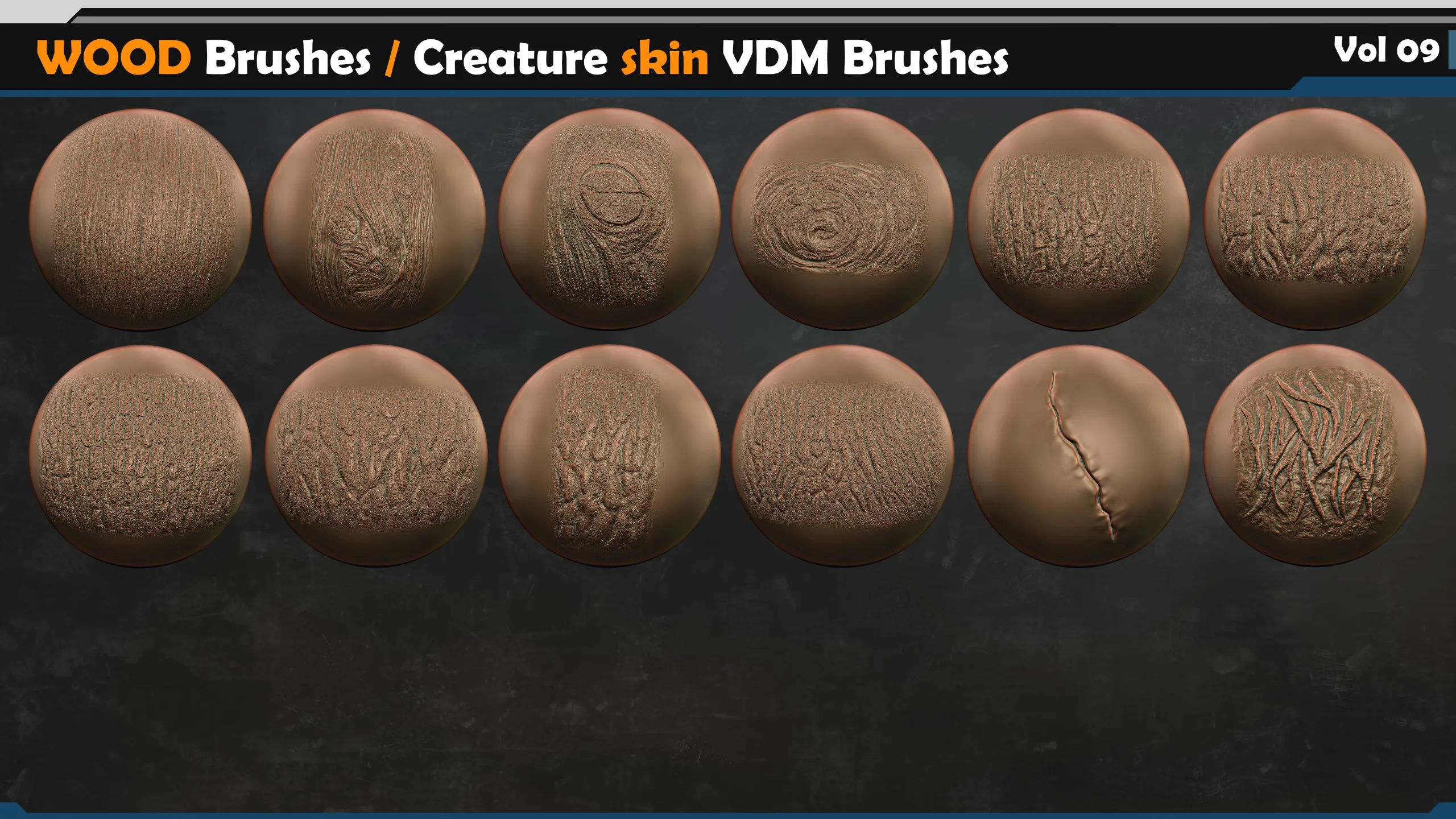 WOOD Brushes / Creature skin VDM Brushes  Vol 09