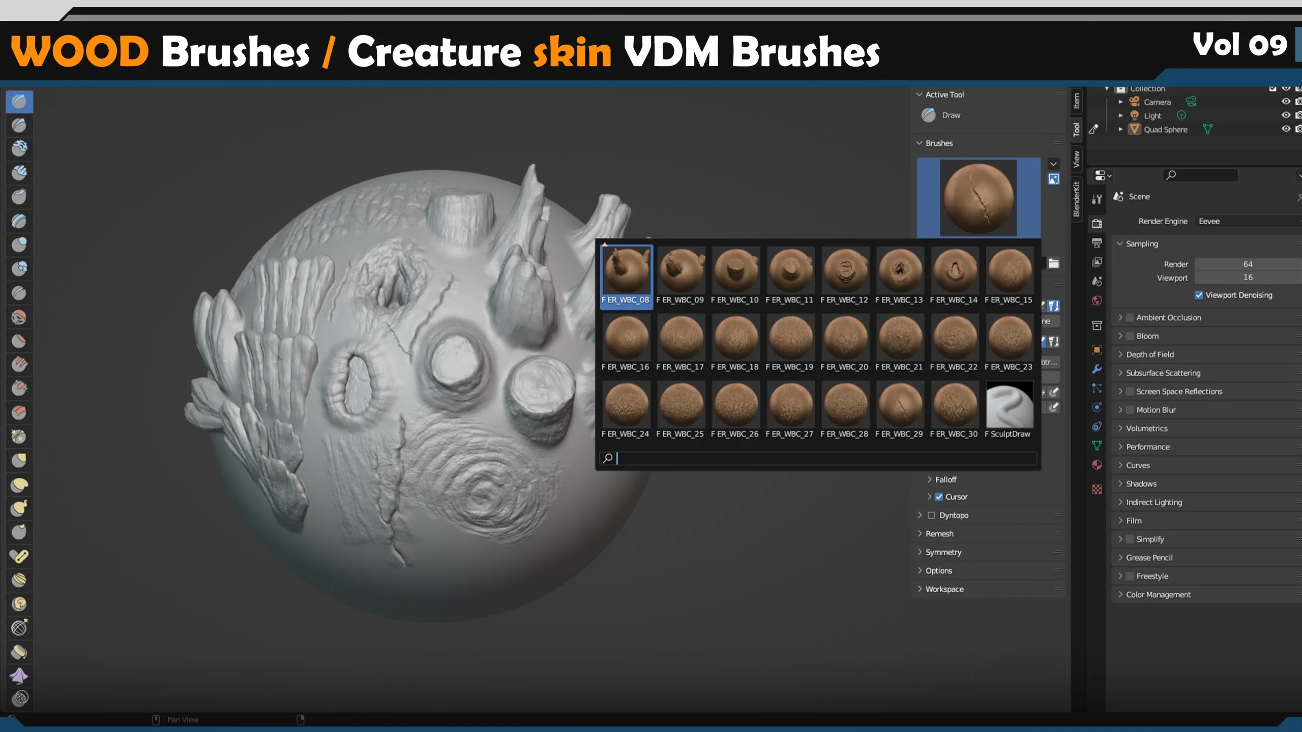 WOOD Brushes / Creature skin VDM Brushes  Vol 09