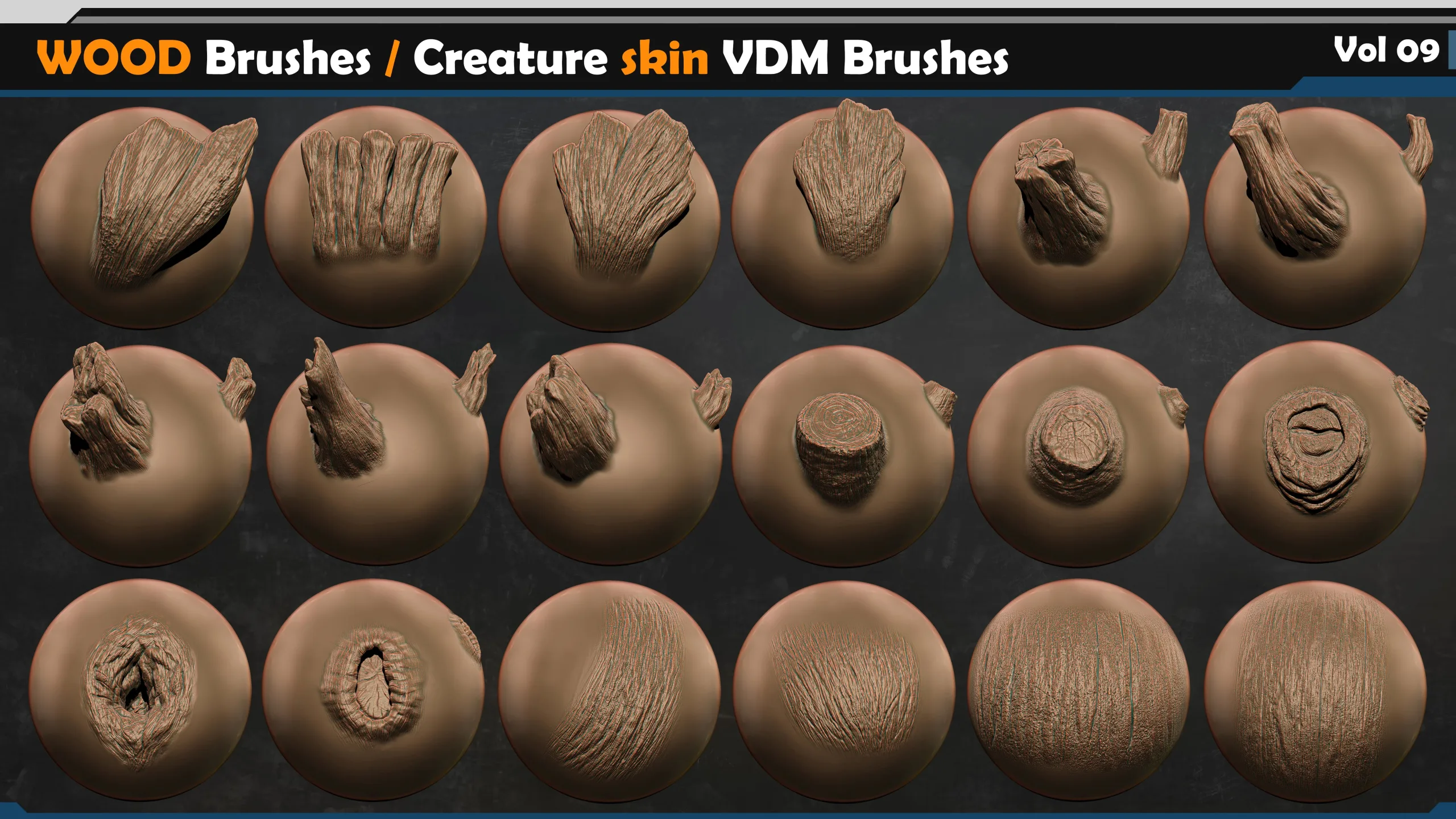 WOOD Brushes / Creature skin VDM Brushes  Vol 09