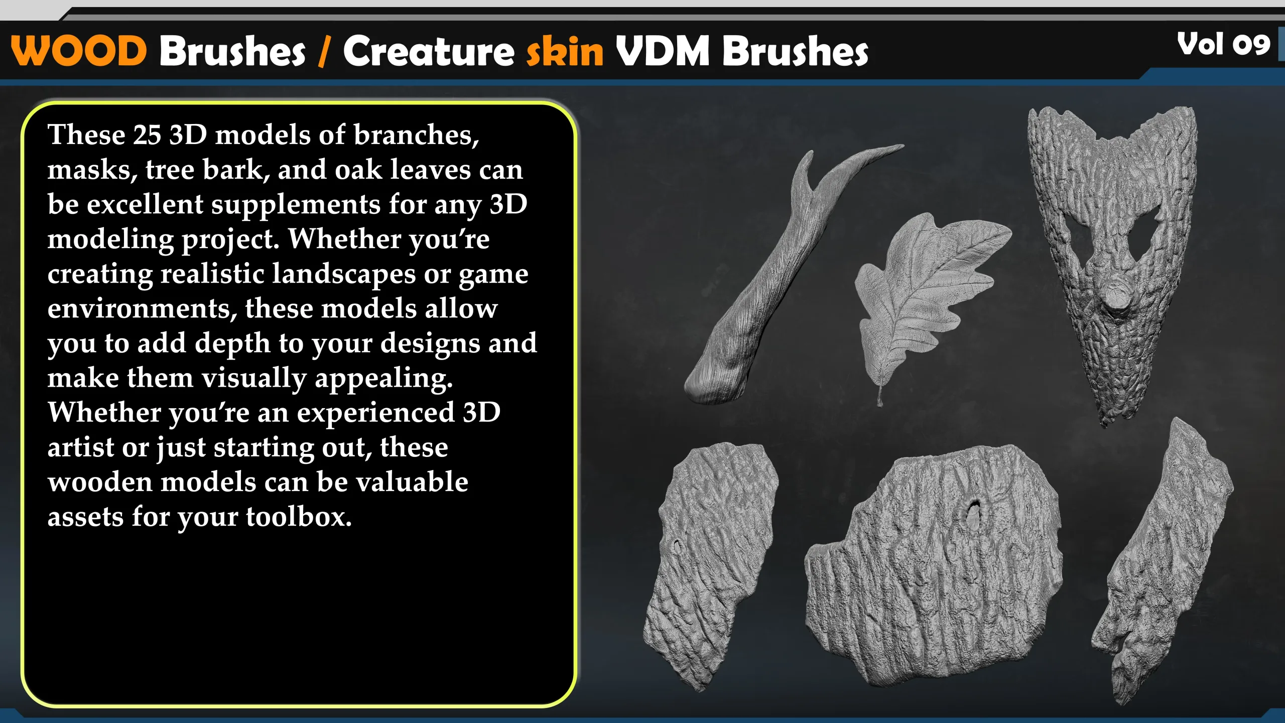 WOOD Brushes / Creature skin VDM Brushes  Vol 09