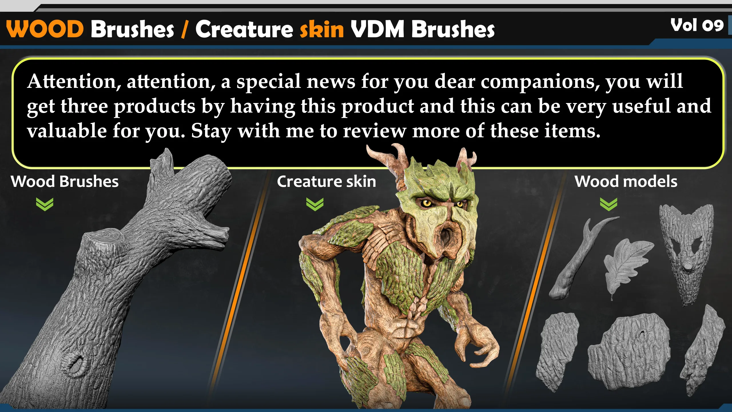 WOOD Brushes / Creature skin VDM Brushes  Vol 09