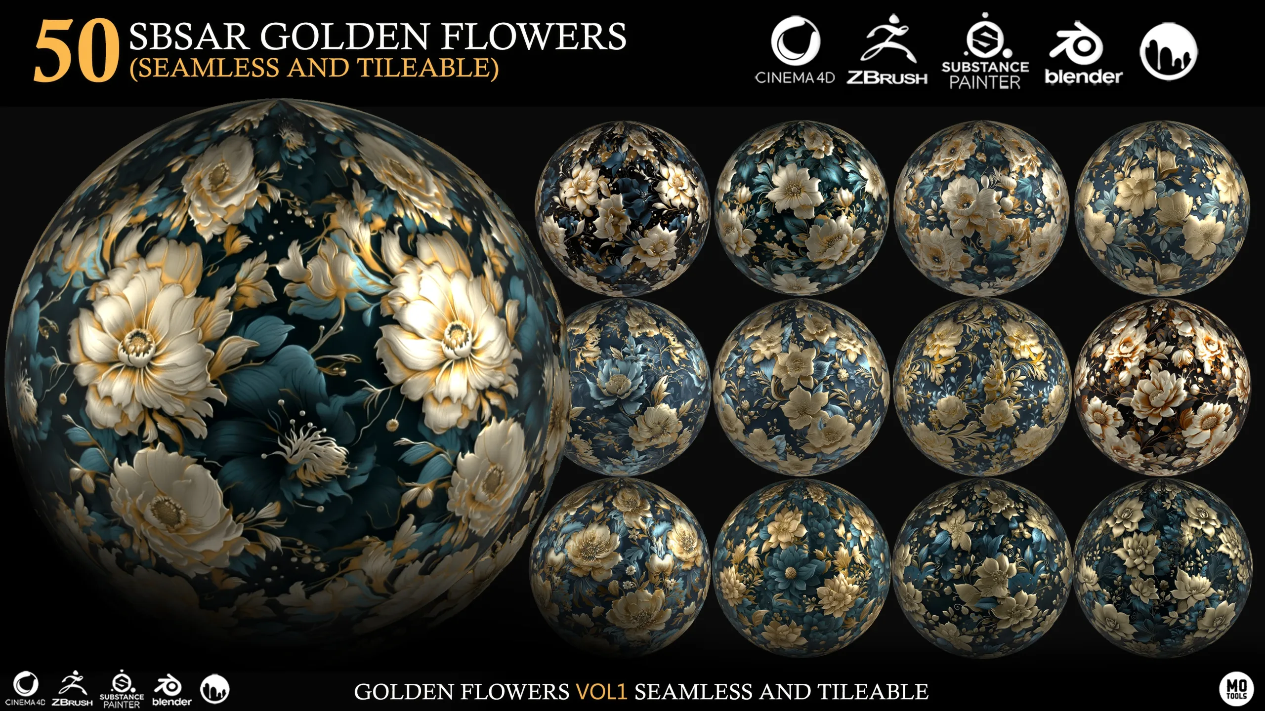 50 Golden Flowers Materials