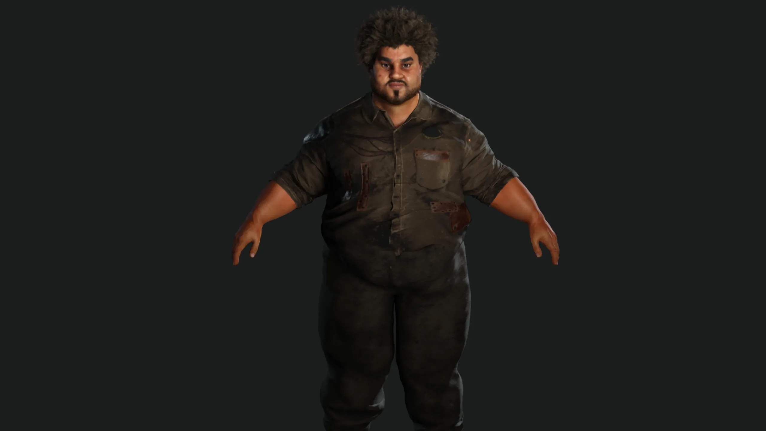 AAA 3D FAT BLACK MAN SURVIVOR or HOMELESS - REALISTIC CHARACTER