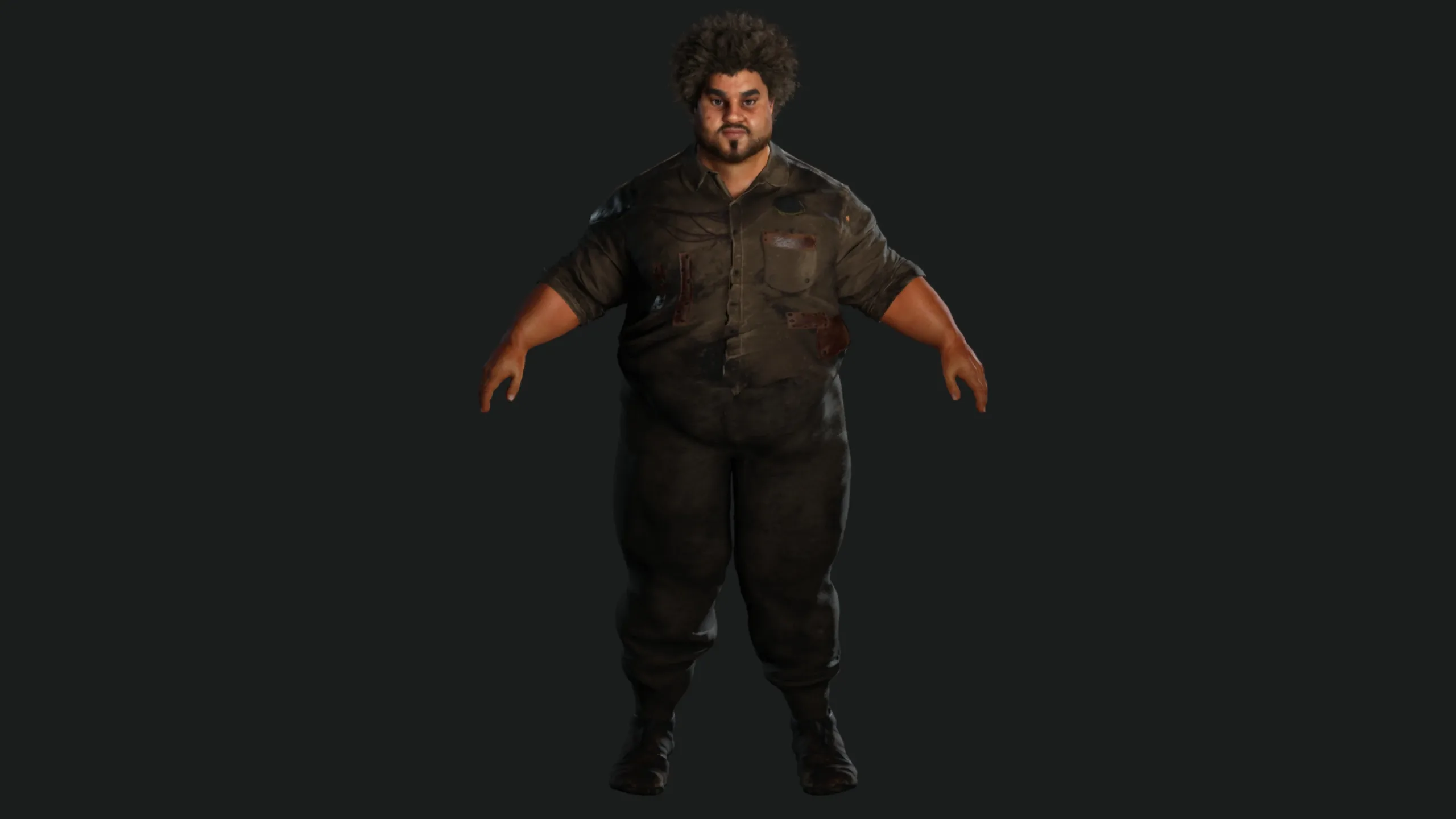 AAA 3D FAT BLACK MAN SURVIVOR or HOMELESS - REALISTIC CHARACTER