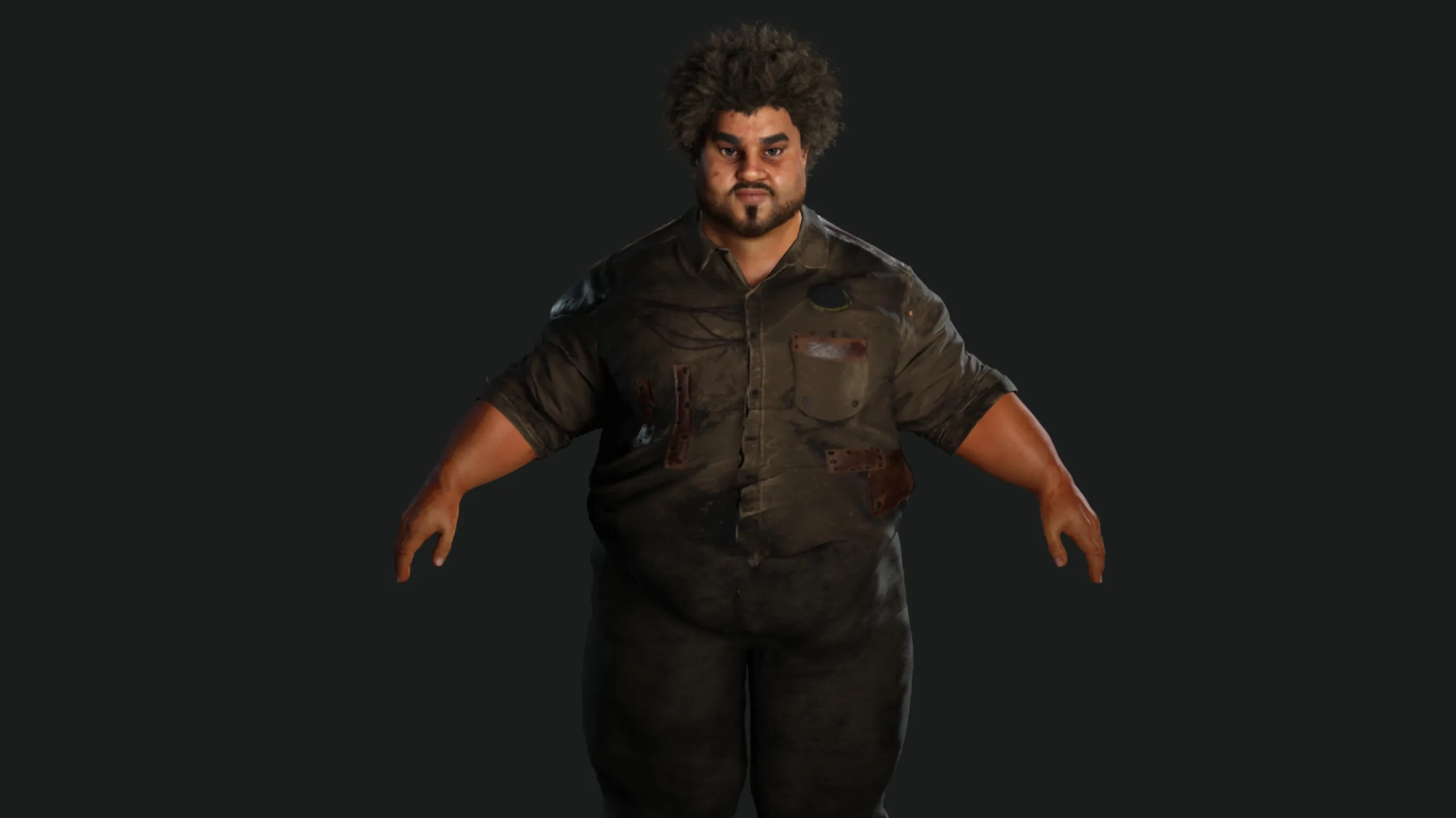 AAA 3D FAT BLACK MAN SURVIVOR or HOMELESS - REALISTIC CHARACTER