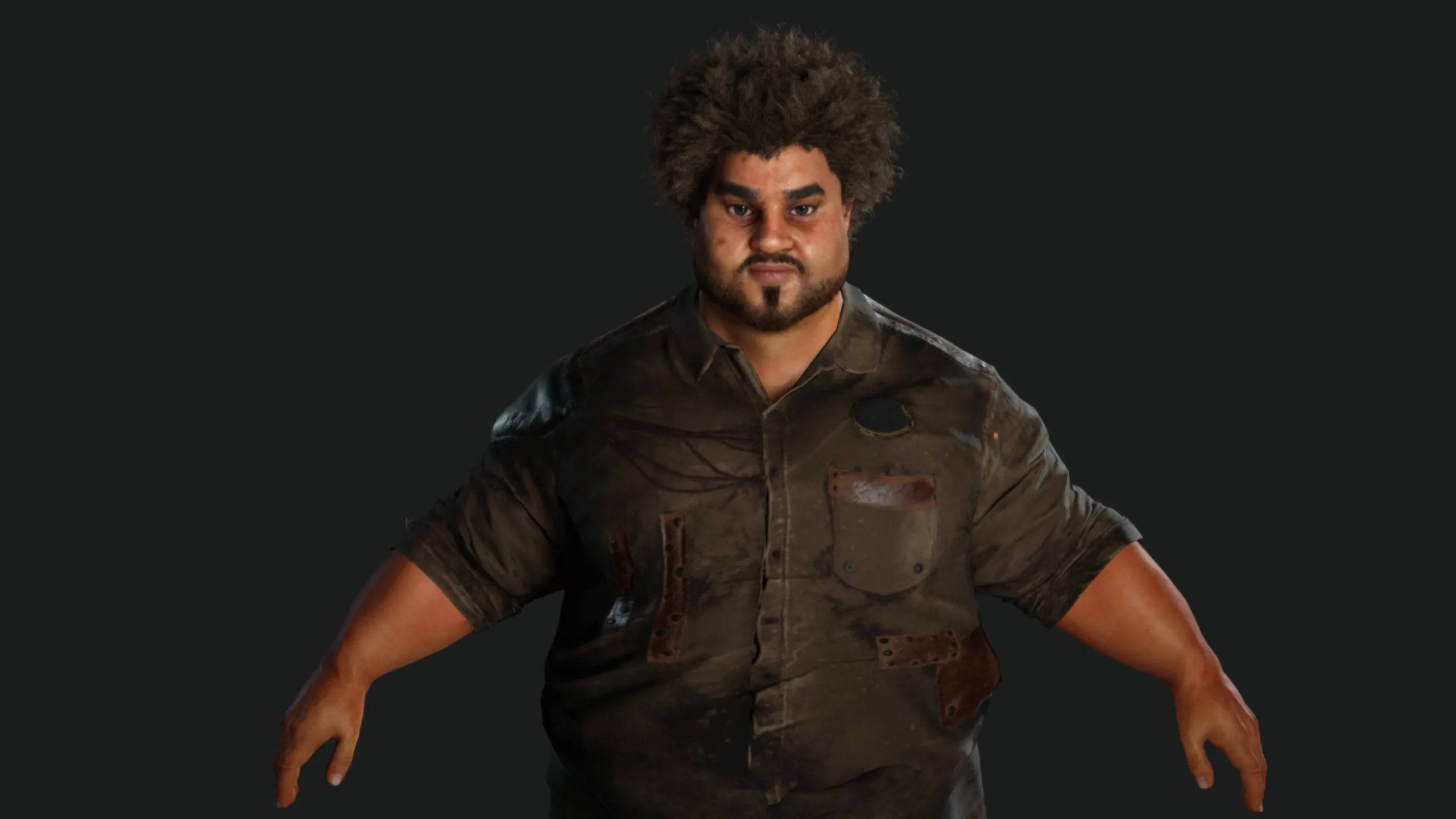 AAA 3D FAT BLACK MAN SURVIVOR or HOMELESS - REALISTIC CHARACTER