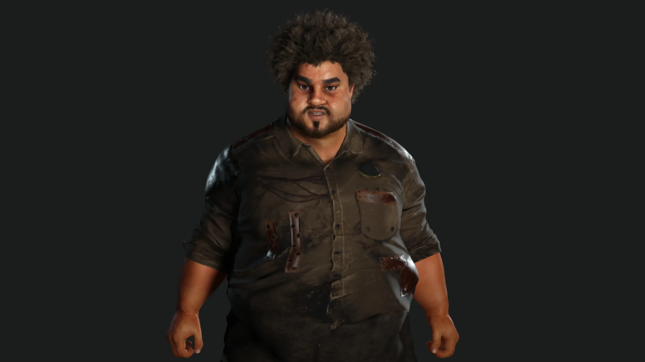 AAA 3D FAT BLACK MAN SURVIVOR or HOMELESS - REALISTIC CHARACTER