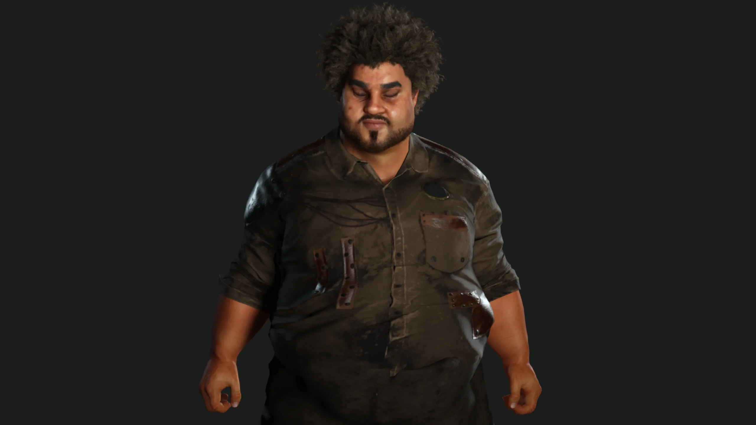 AAA 3D FAT BLACK MAN SURVIVOR or HOMELESS - REALISTIC CHARACTER