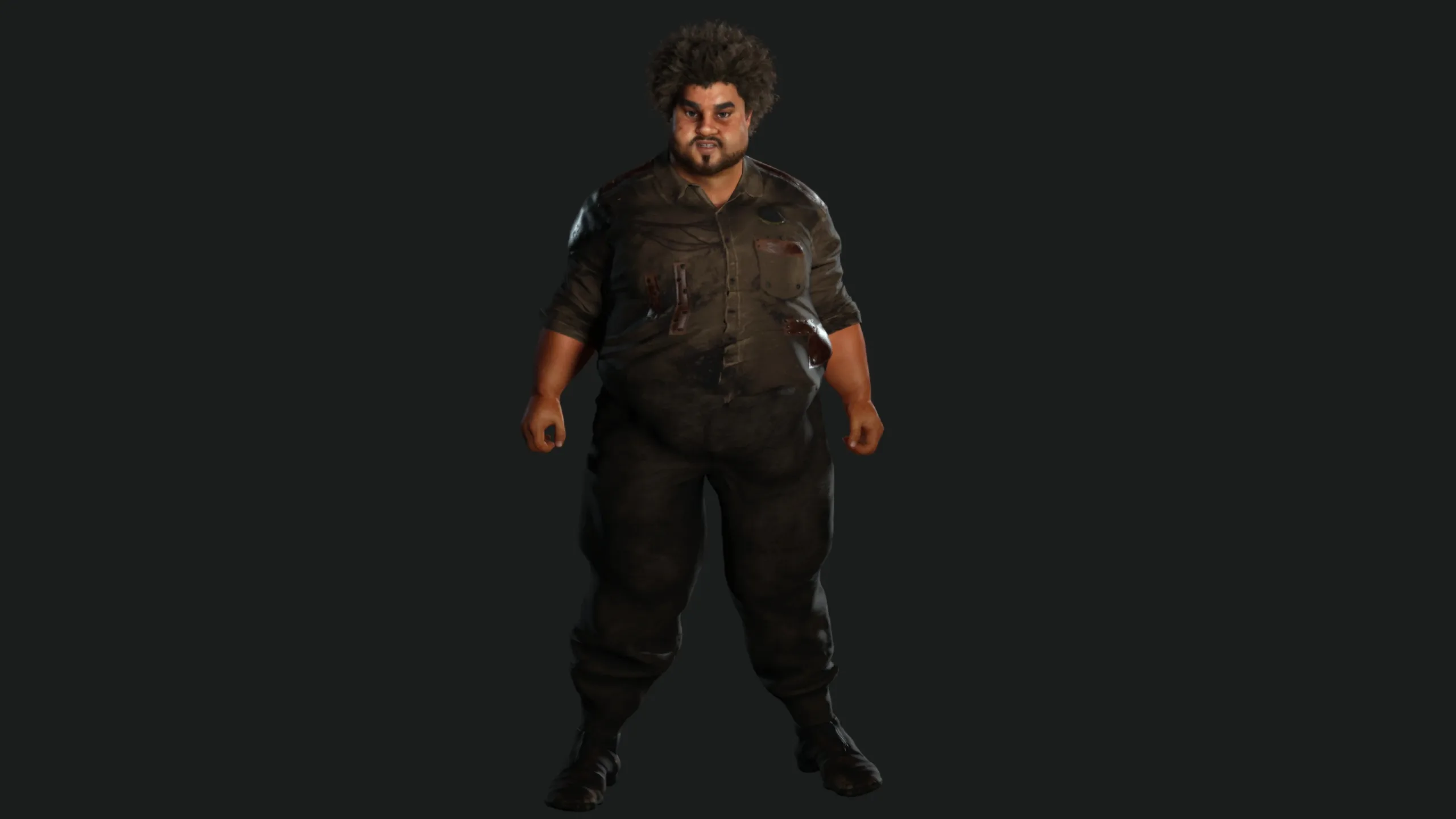 AAA 3D FAT BLACK MAN SURVIVOR or HOMELESS - REALISTIC CHARACTER