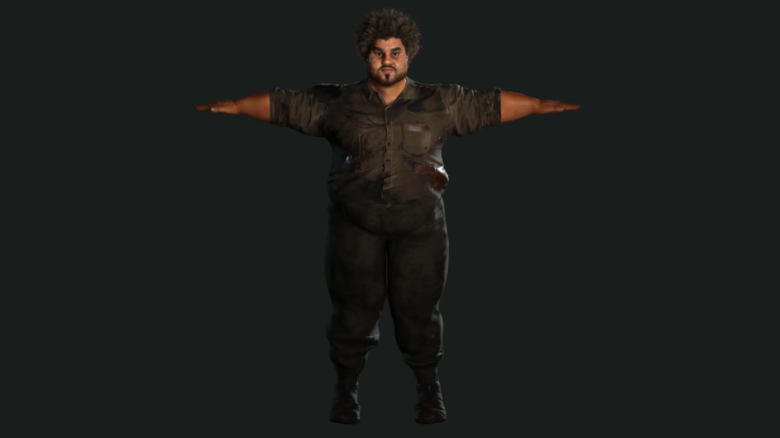 AAA 3D FAT BLACK MAN SURVIVOR or HOMELESS - REALISTIC CHARACTER