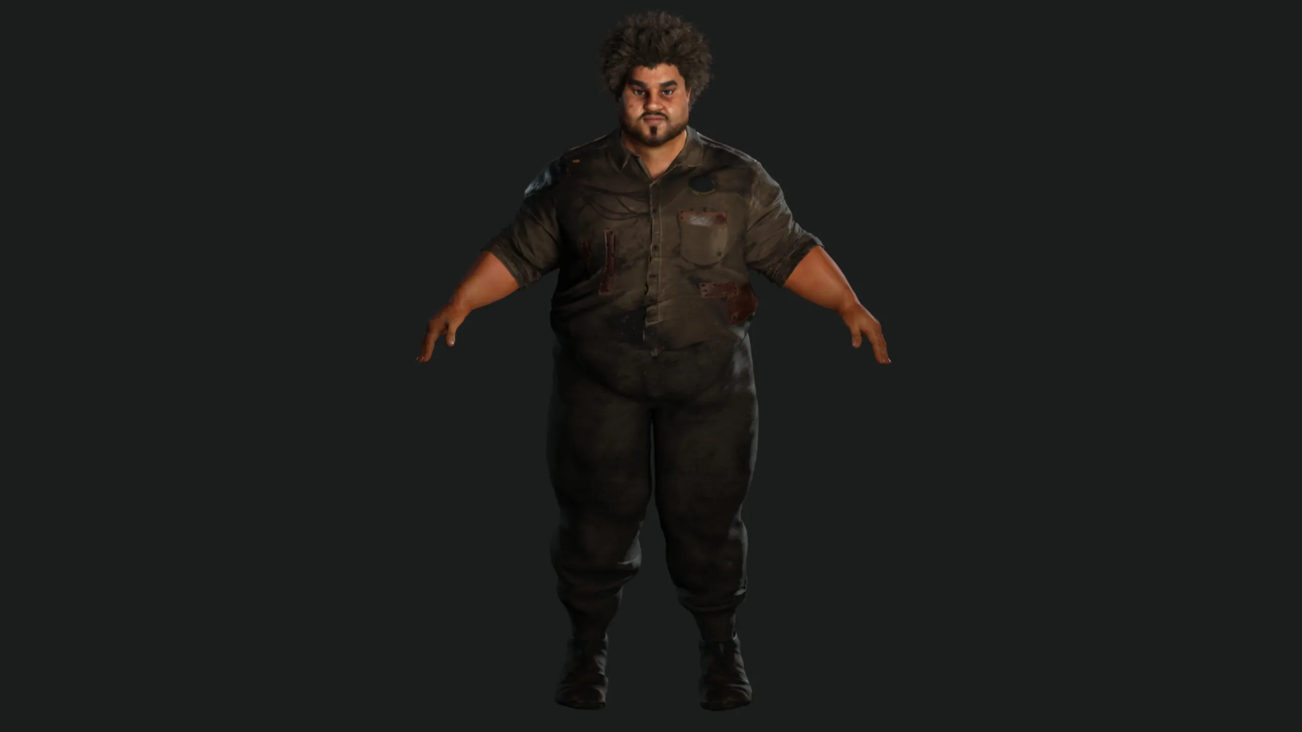 AAA 3D FAT BLACK MAN SURVIVOR or HOMELESS - REALISTIC CHARACTER