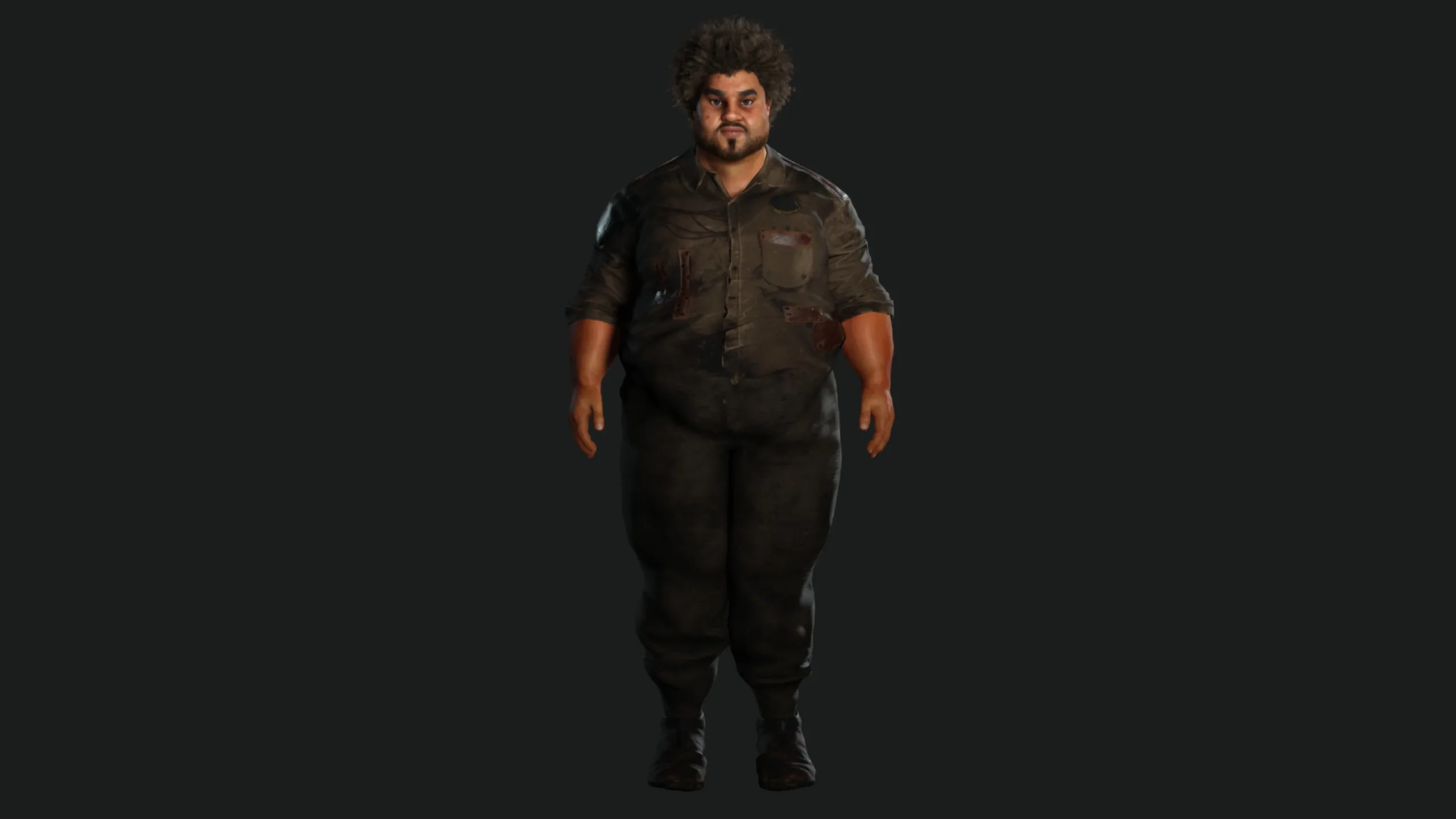 AAA 3D FAT BLACK MAN SURVIVOR or HOMELESS - REALISTIC CHARACTER