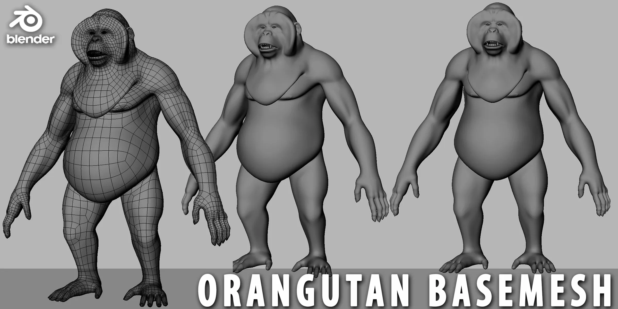 Primate Pack ( Monkey, Chimpanzee, Gorilla, Oragutan ) Basemesh
