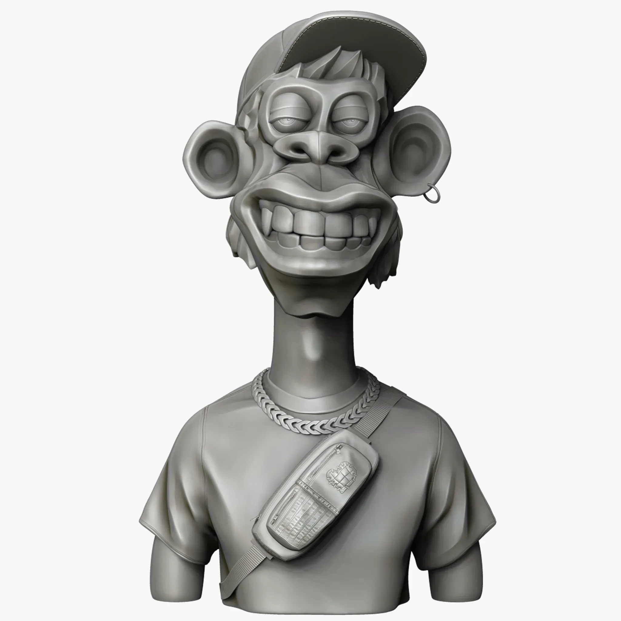 Stylized Monkey Bust Dude Sculpture