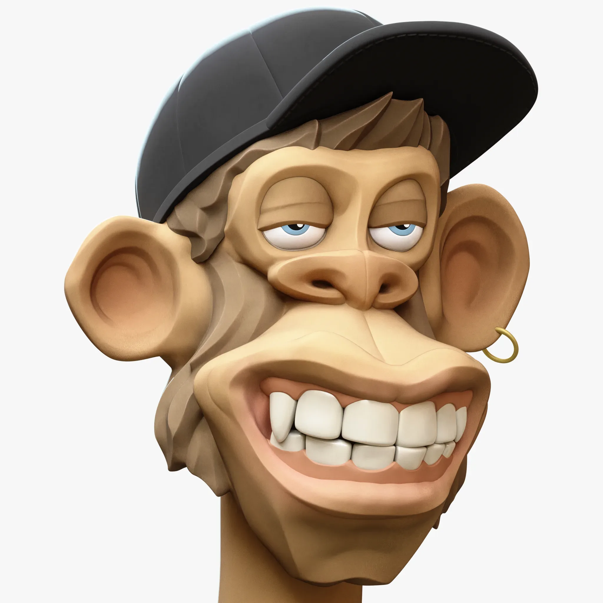 Stylized Monkey Bust Dude Sculpture