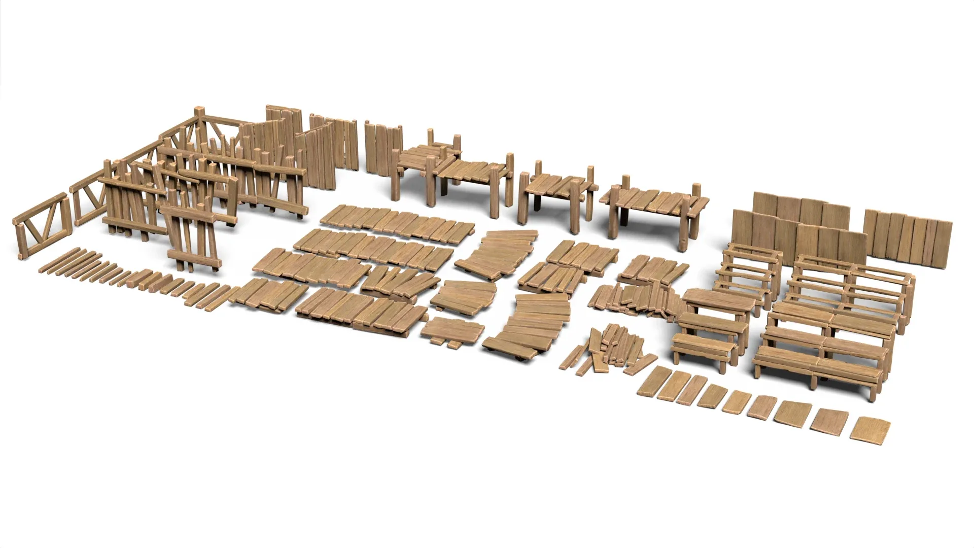 65 Lowpoly Wooden Game Assets - 240225