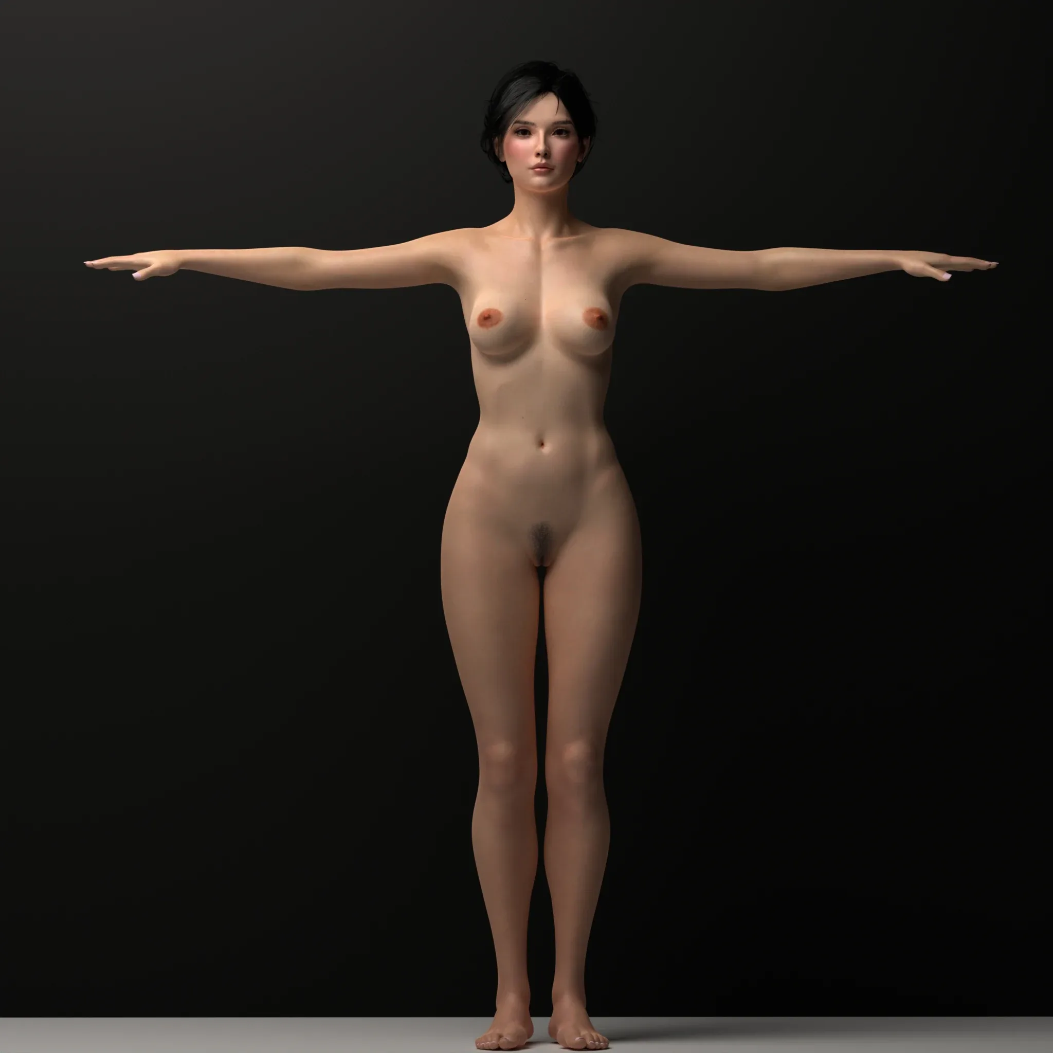 Realistic Girl Naked Rigged Model