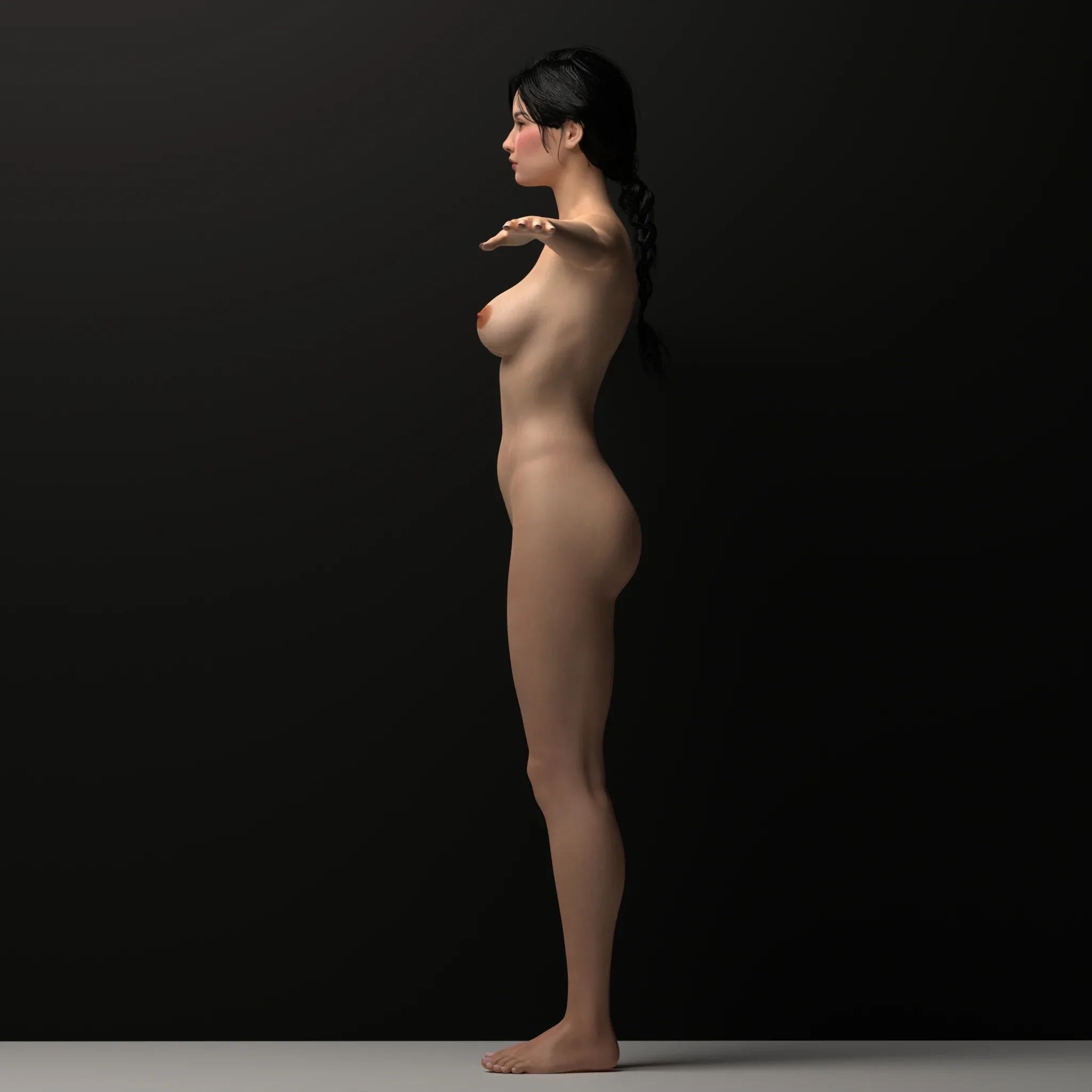 Realistic Girl Naked Rigged Model