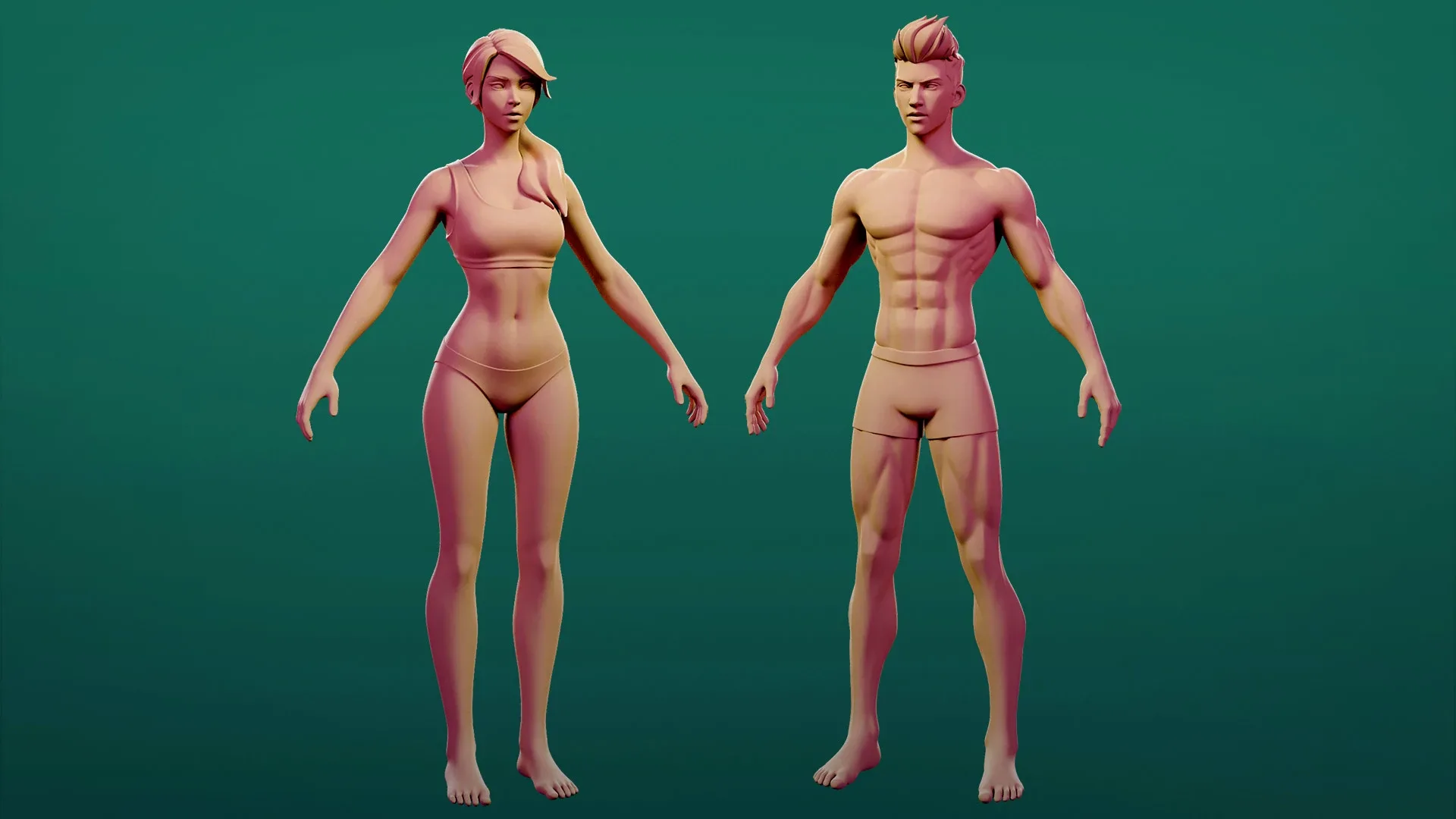 Male & Female Bundle Stylized Basemesh