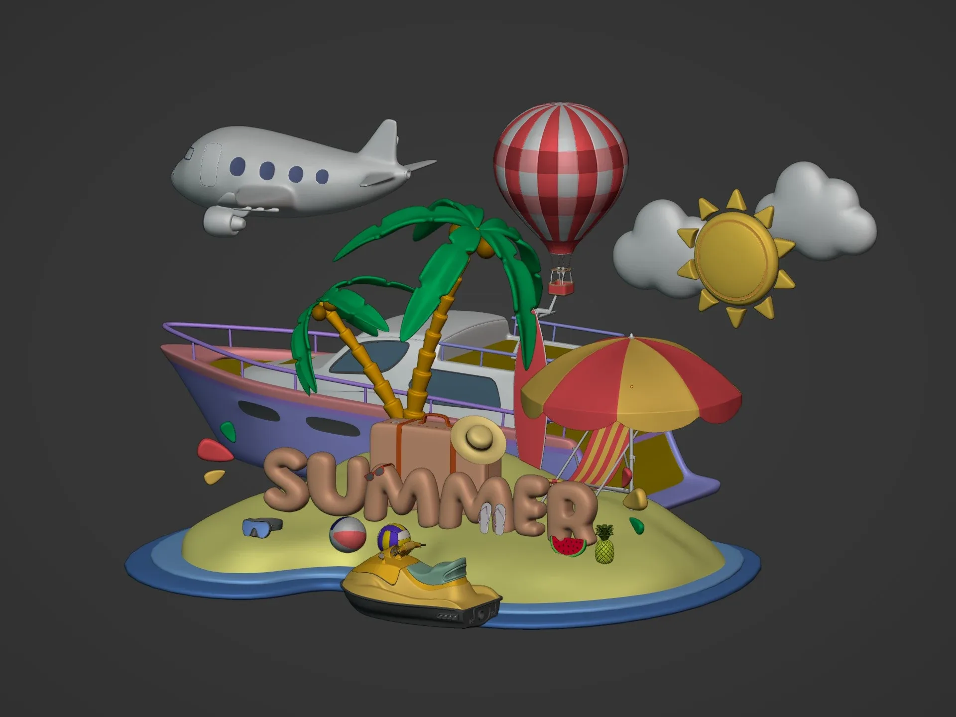 Cartoon Summer Icons Pack