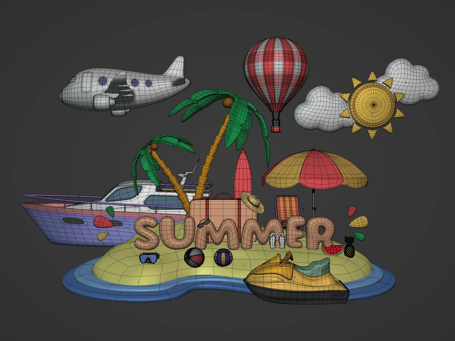 Cartoon Summer Icons Pack