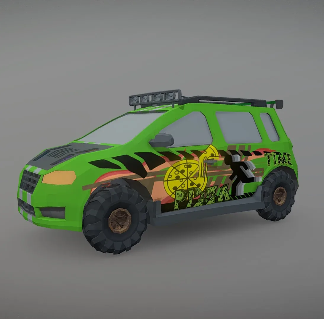 Low Poly Post Apocalypse Simple Sport Car