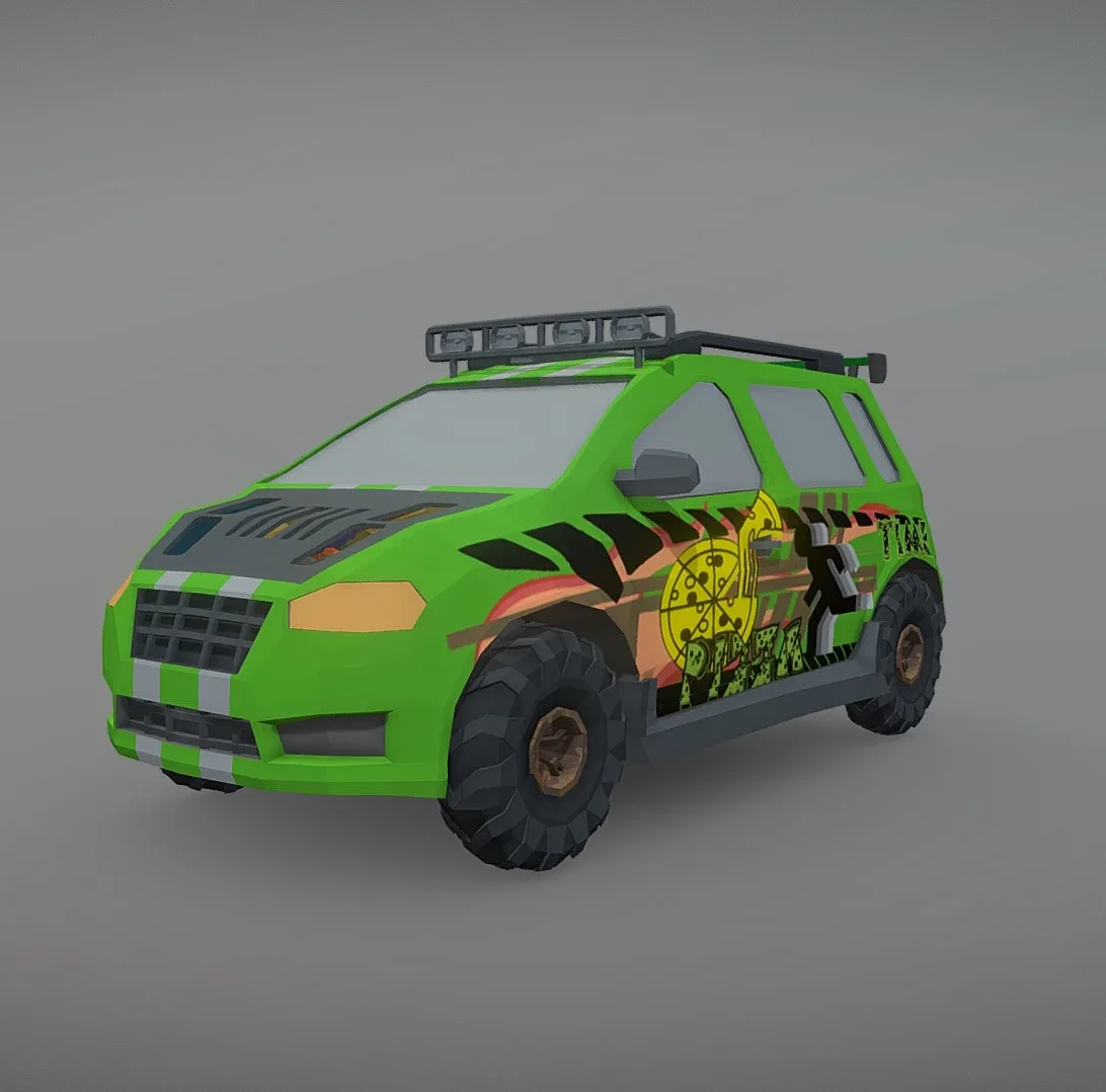 Low Poly Post Apocalypse Simple Sport Car