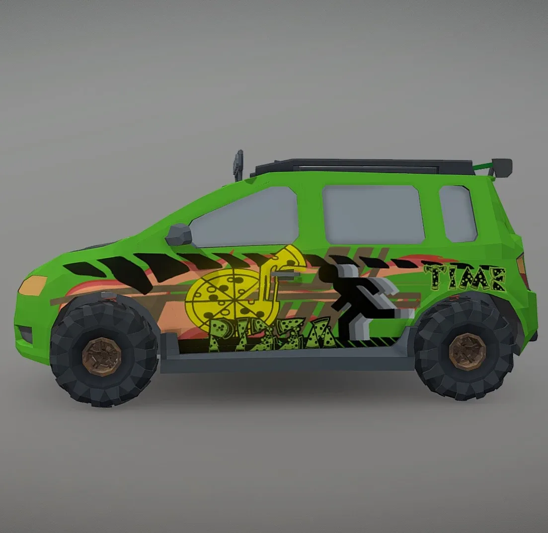 Low Poly Post Apocalypse Simple Sport Car