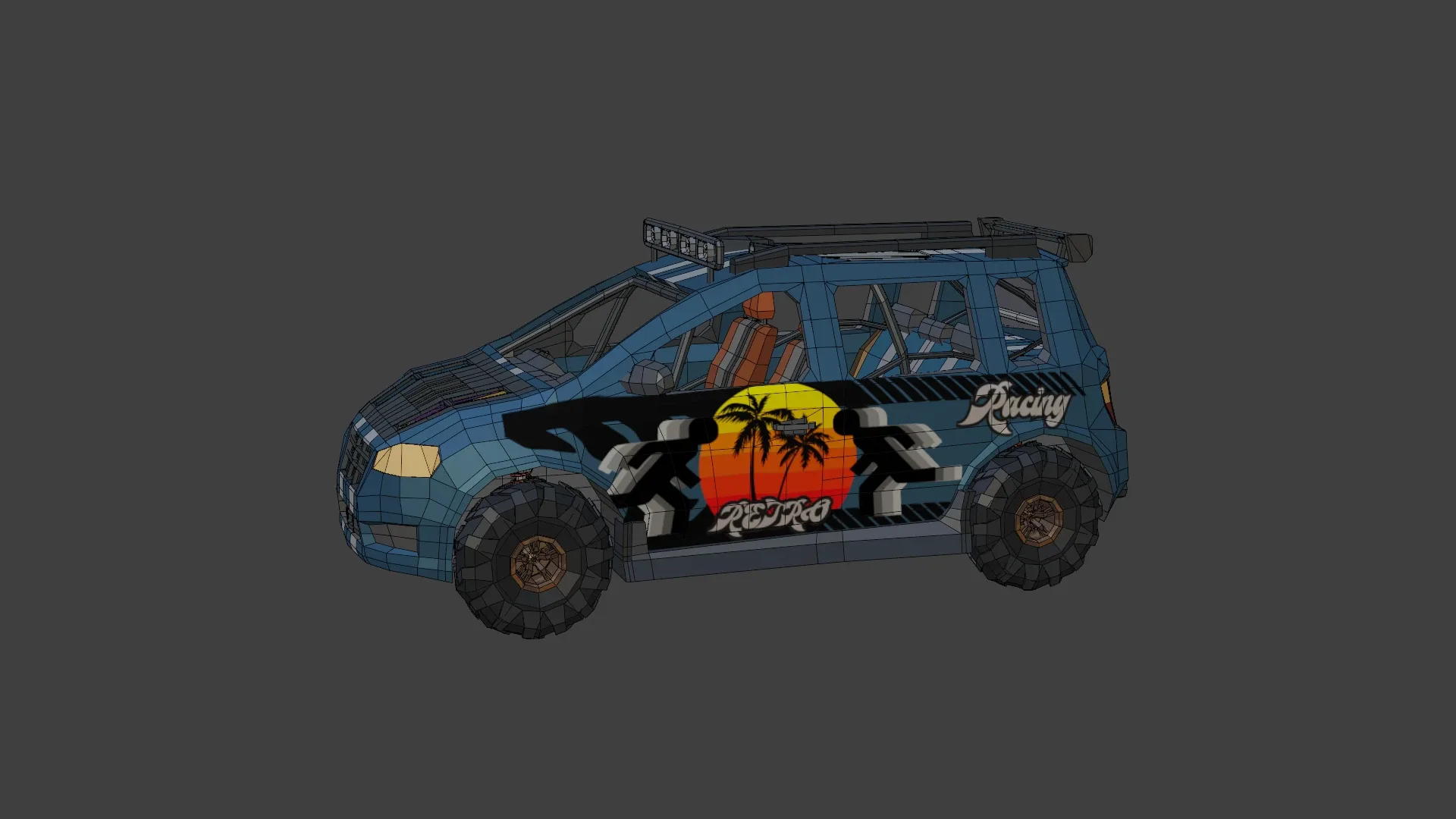 Low Poly Post Apocalypse Simple Sport Car