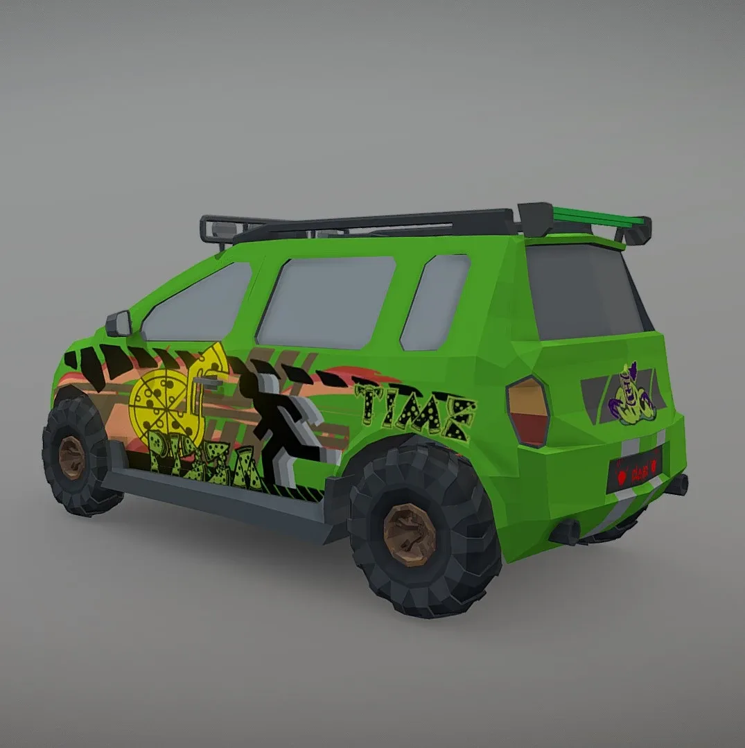 Low Poly Post Apocalypse Simple Sport Car