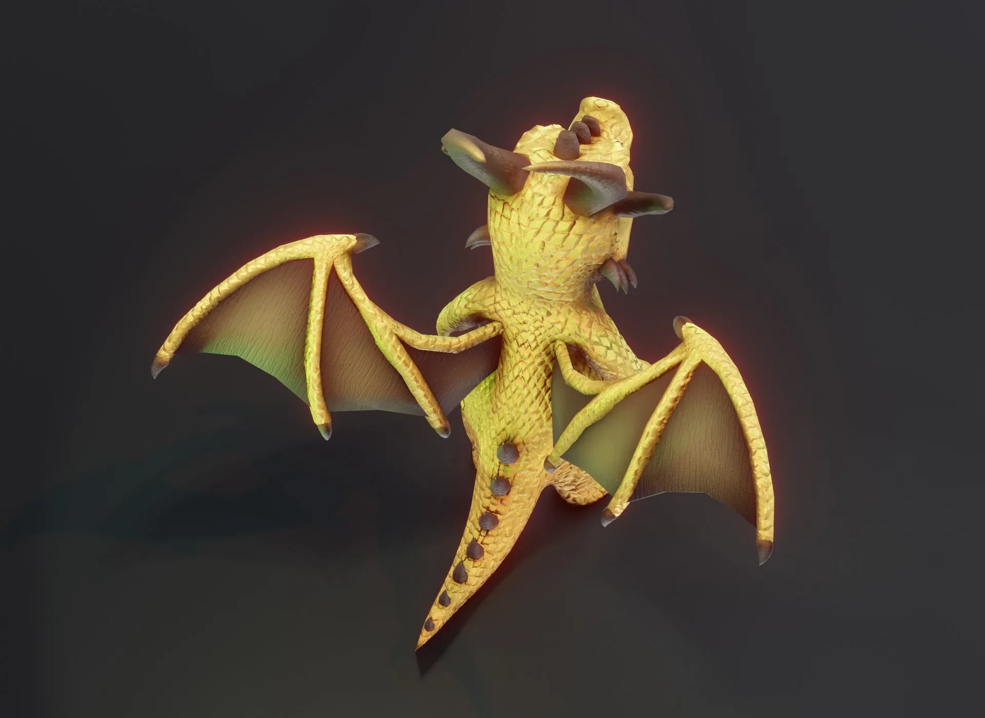 Cartoon Brass Dragon Low-poly 3D Model