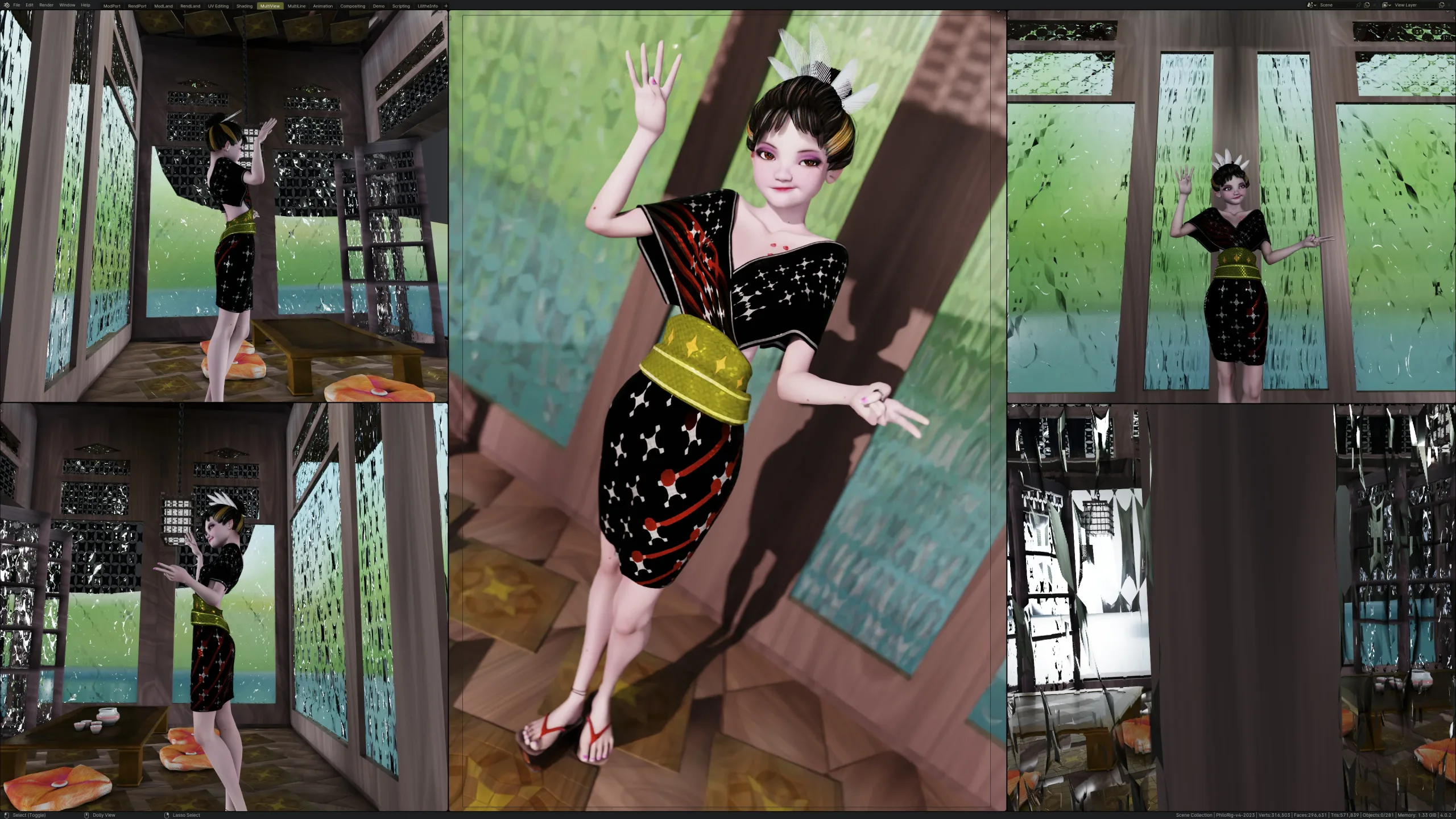 Lilithe Classica, Thin Asian Girl - Female Rigged Character