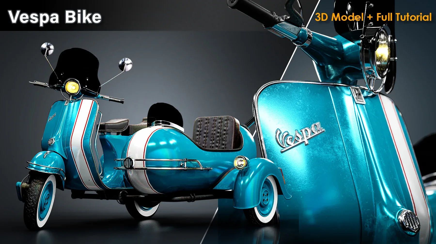 Vespa Bike / 3D Model + Full Tutorial