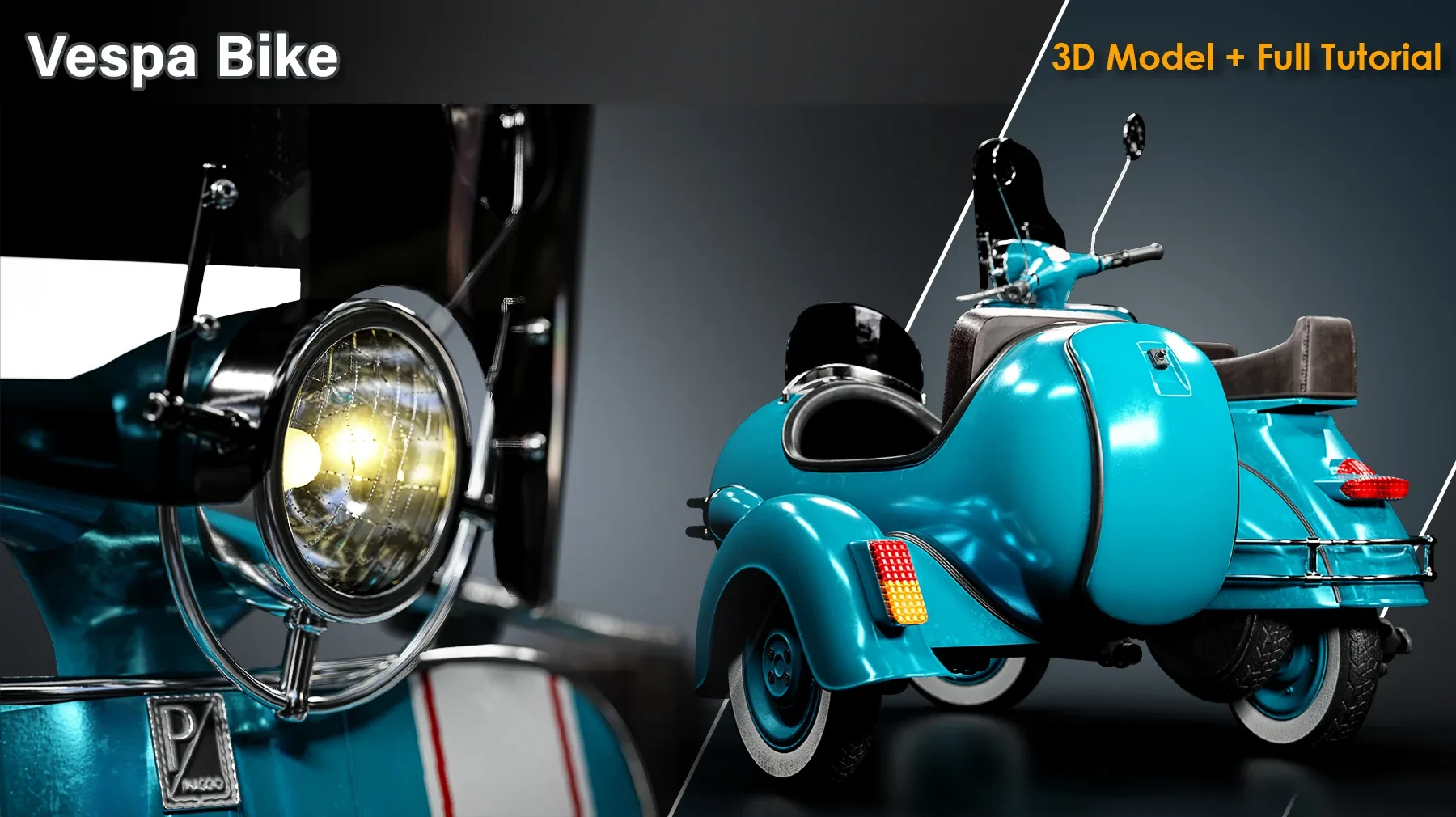 Vespa Bike / 3D Model + Full Tutorial