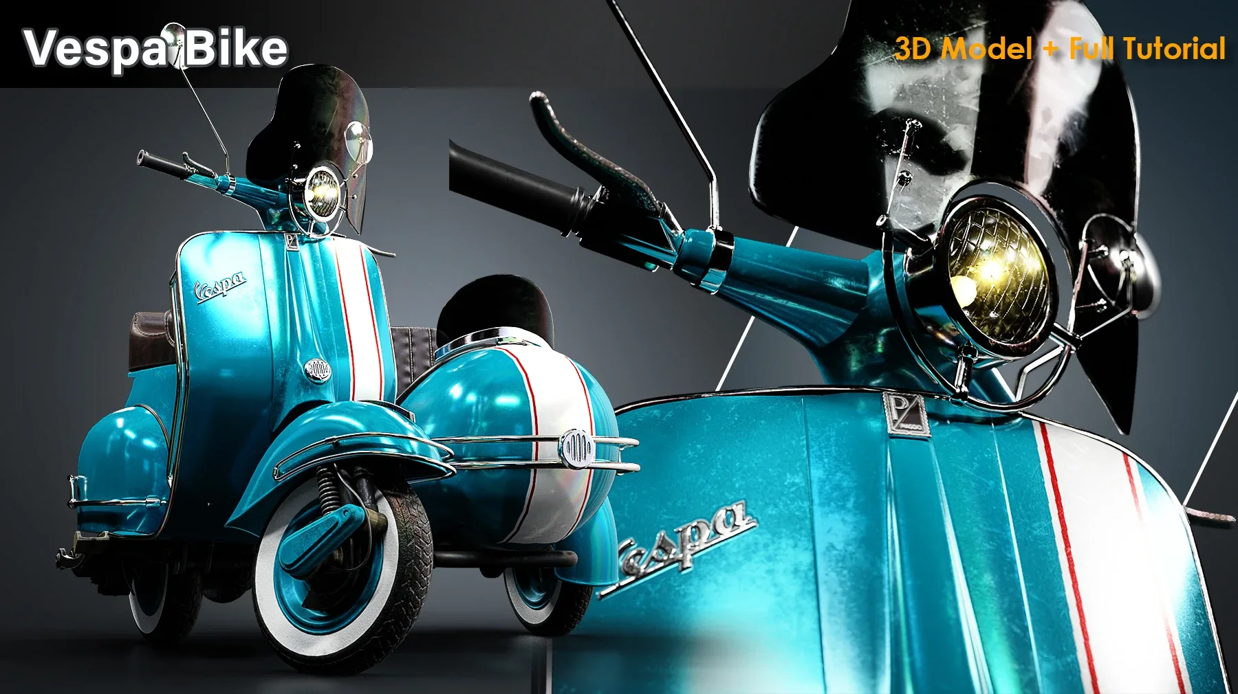 Vespa Bike / 3D Model + Full Tutorial