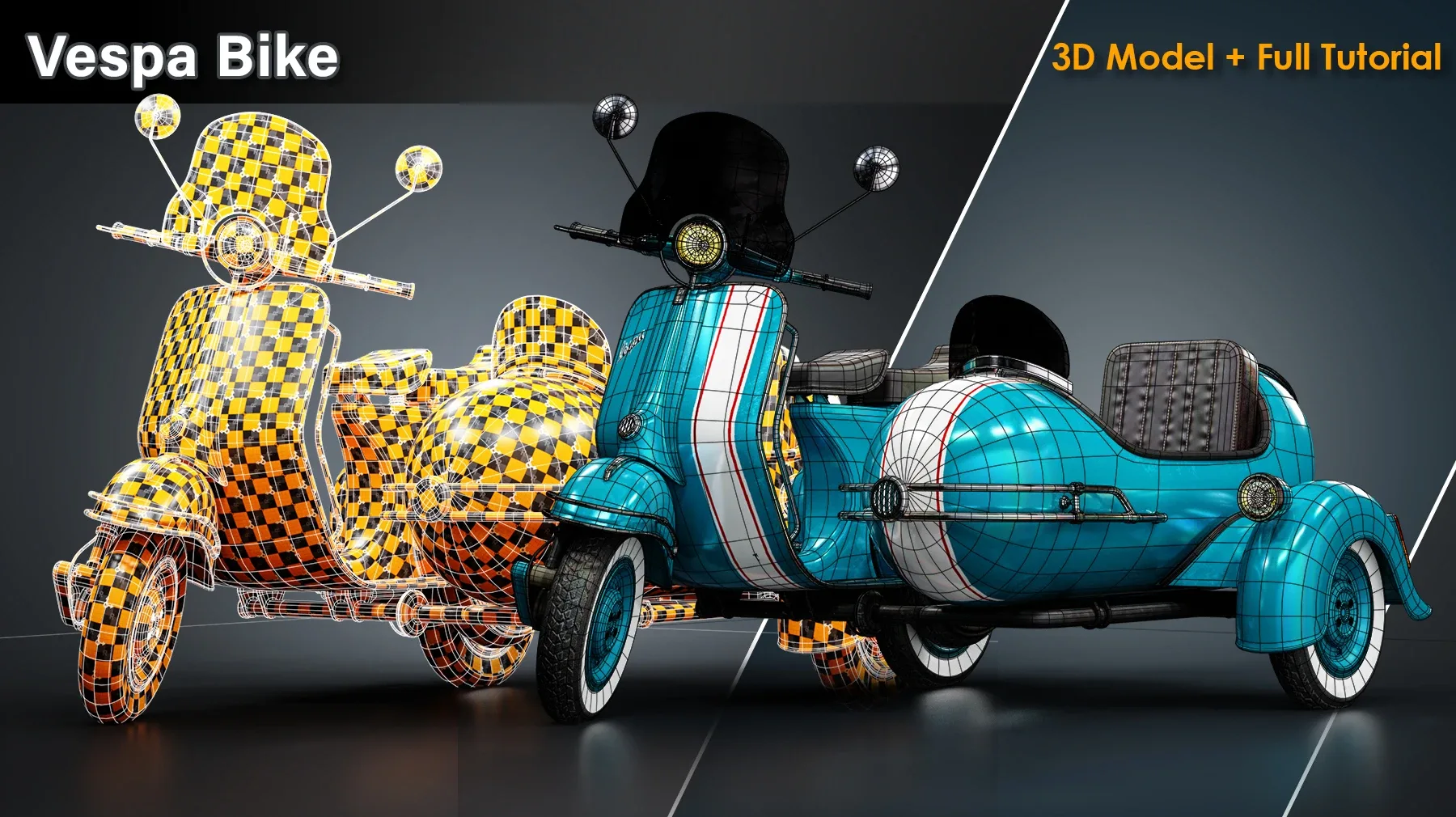 Vespa Bike / 3D Model + Full Tutorial