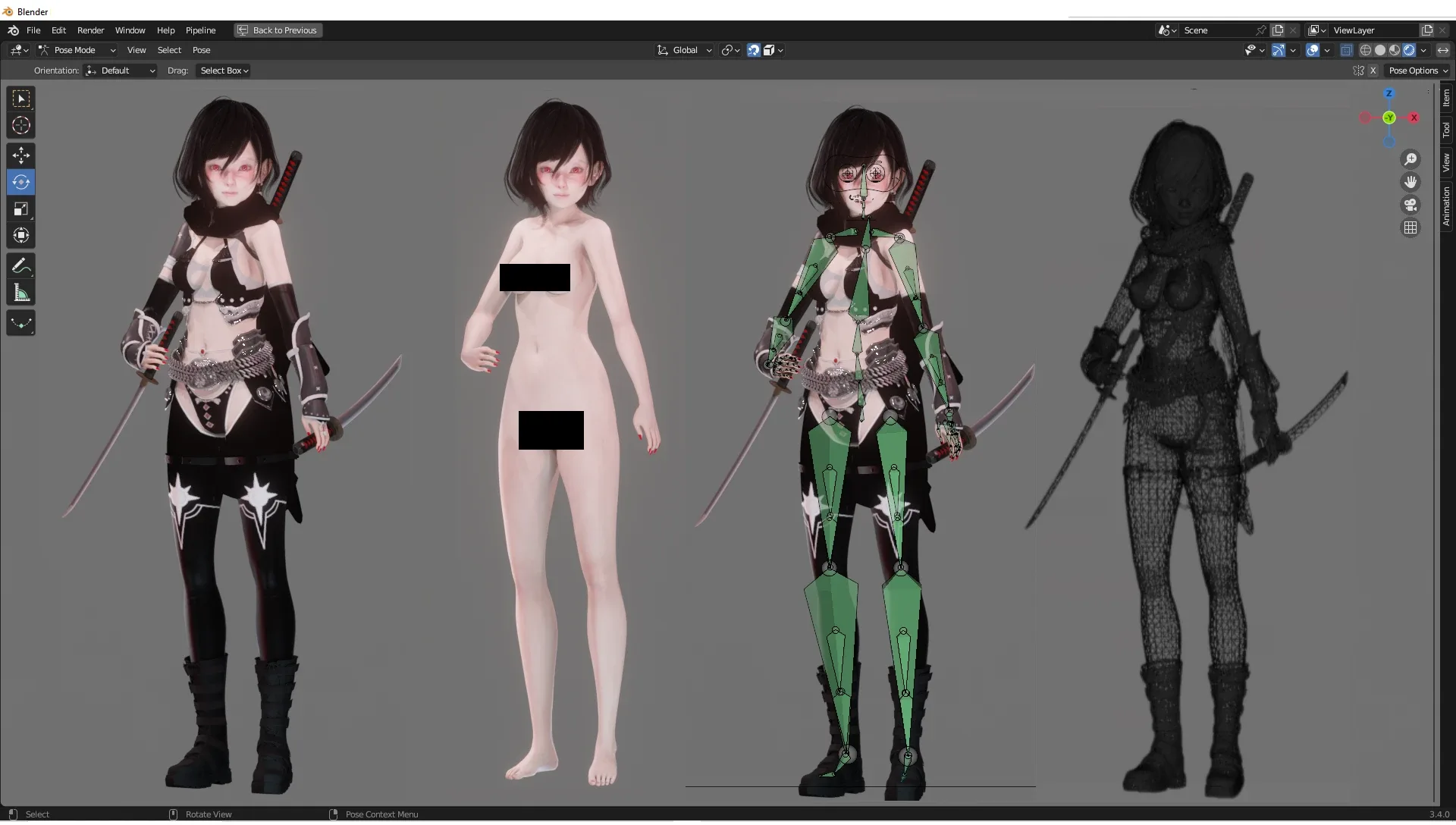 Dark Assassin Girl - Realistic Female Character - Blender Eevee