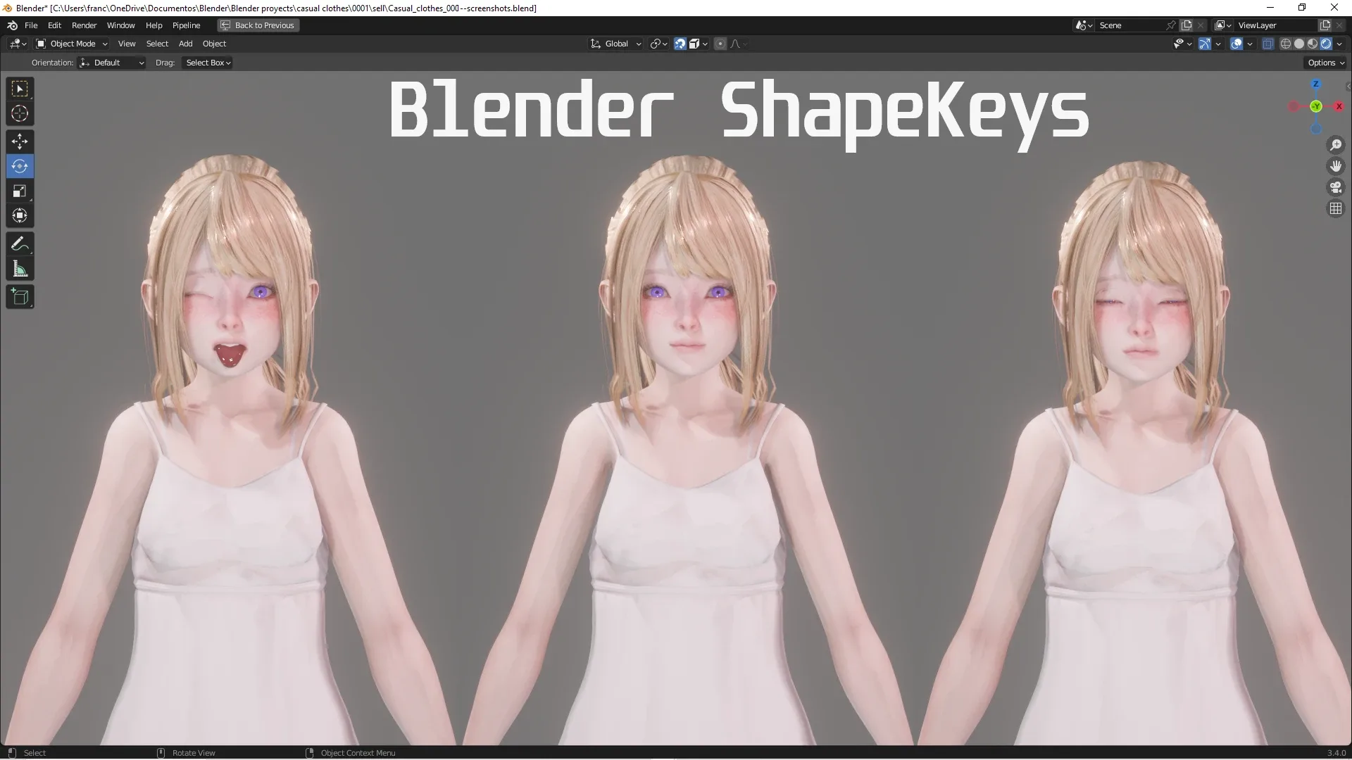 Girl in Casual Clothing 0001 - Realistic Female Character - Blender Eevee