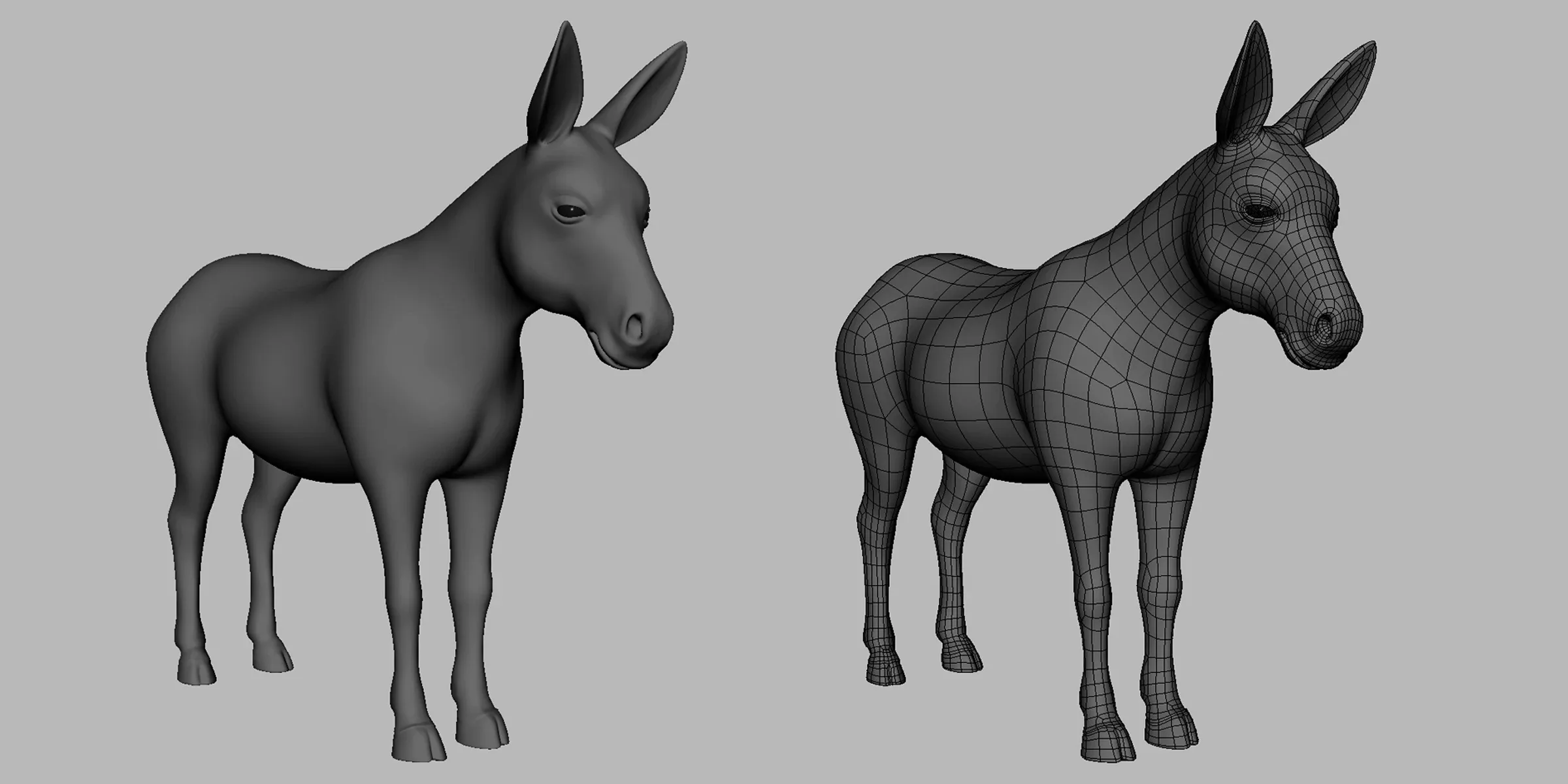 Donkey BaseMesh - Topology + UV Map