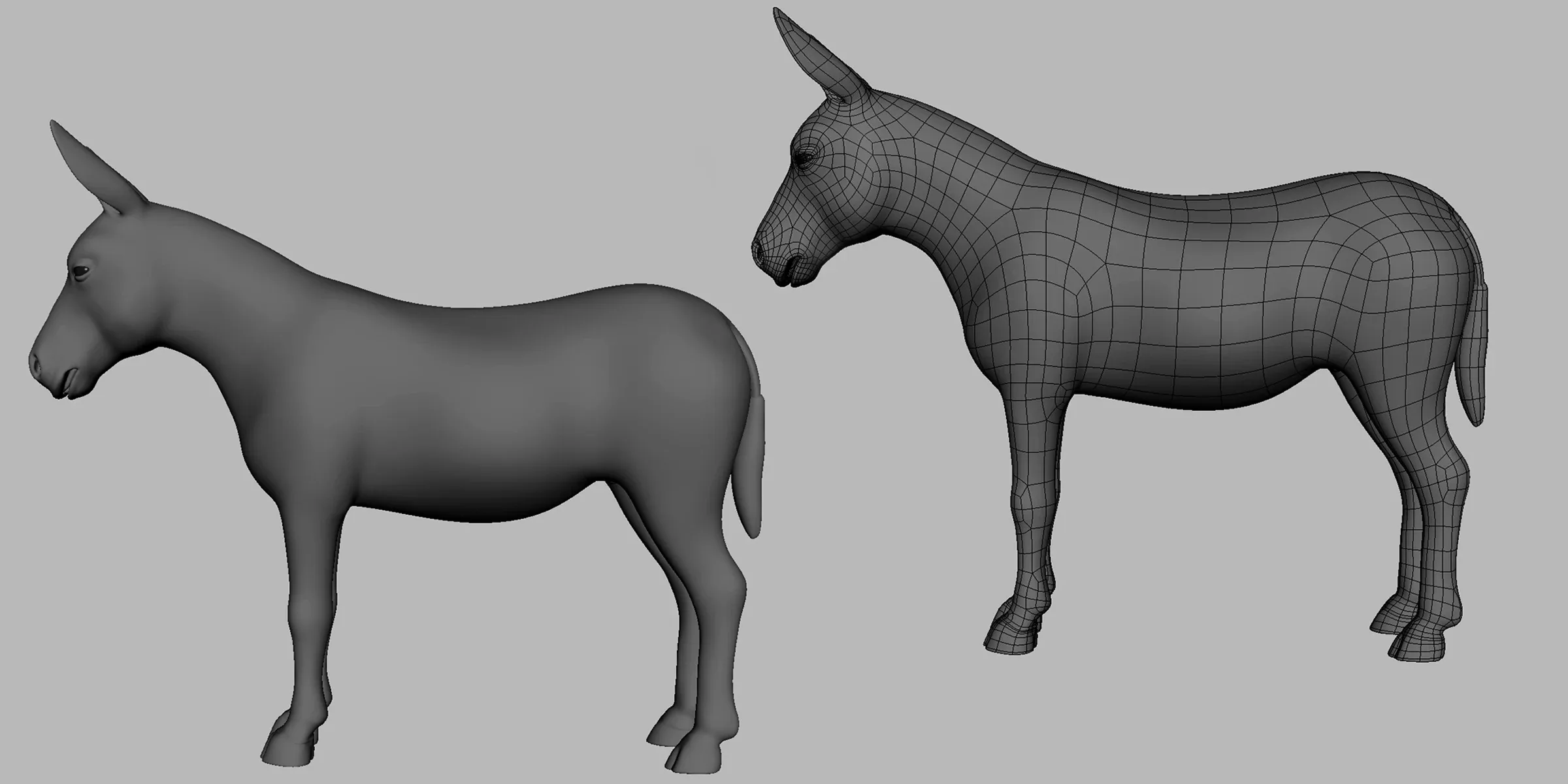 Donkey BaseMesh - Topology + UV Map