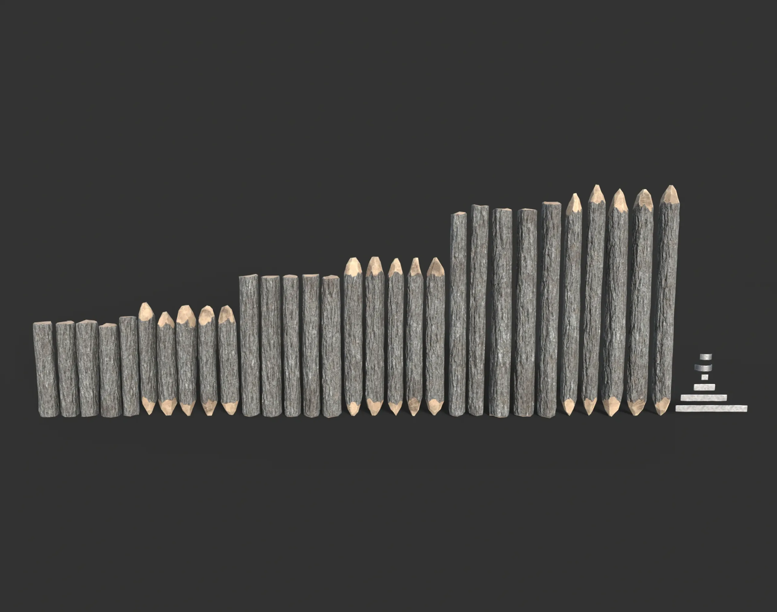 51 Lowpoly Wooden Log Fences - 240303